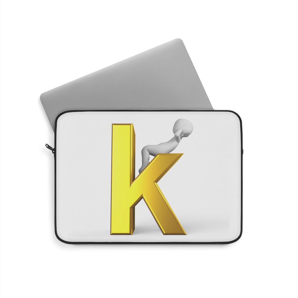 Gold Letter K Monogram Laptop Sleeve | Initial K Notebook Case