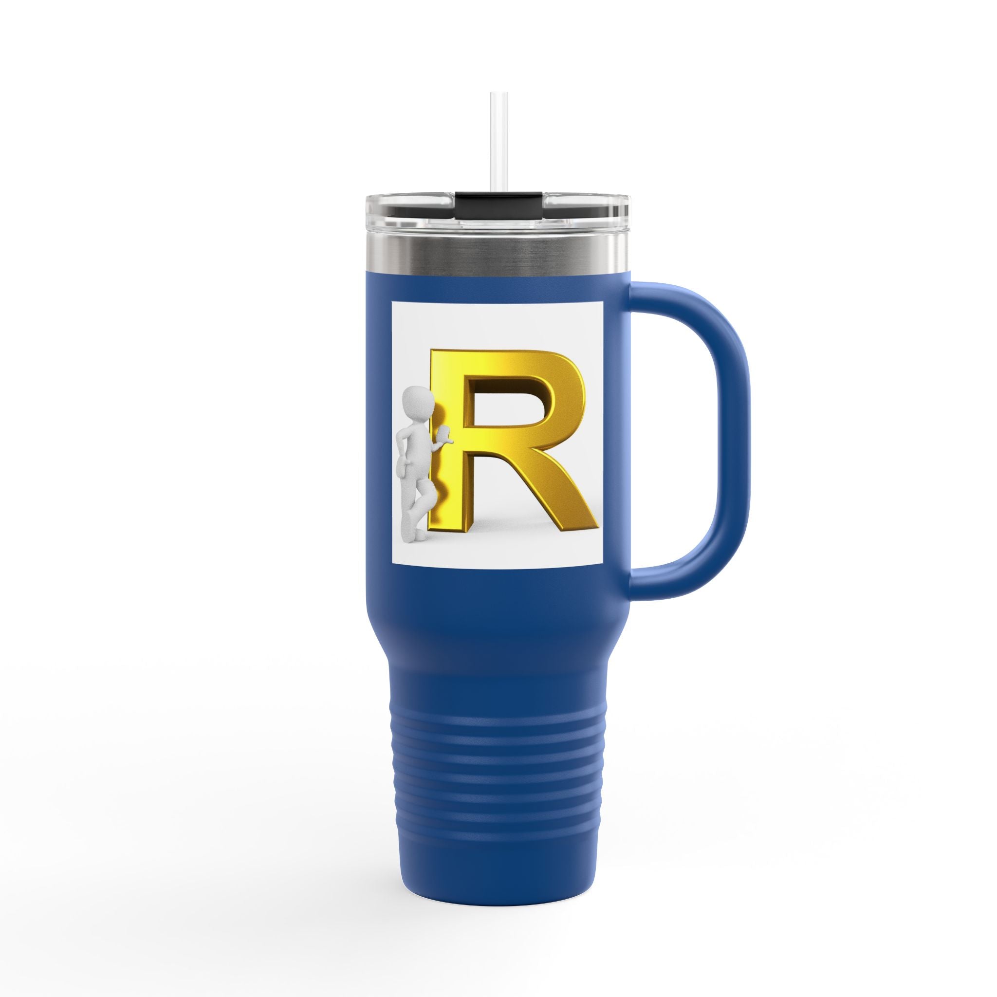 Gold 3D Letter R Initial Insulated Travel Mug | 40oz