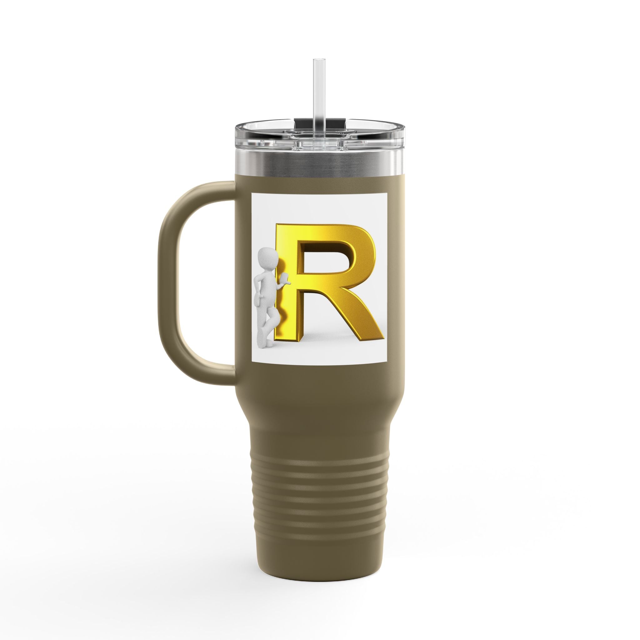 Gold 3D Letter R Initial Insulated Travel Mug | 40oz