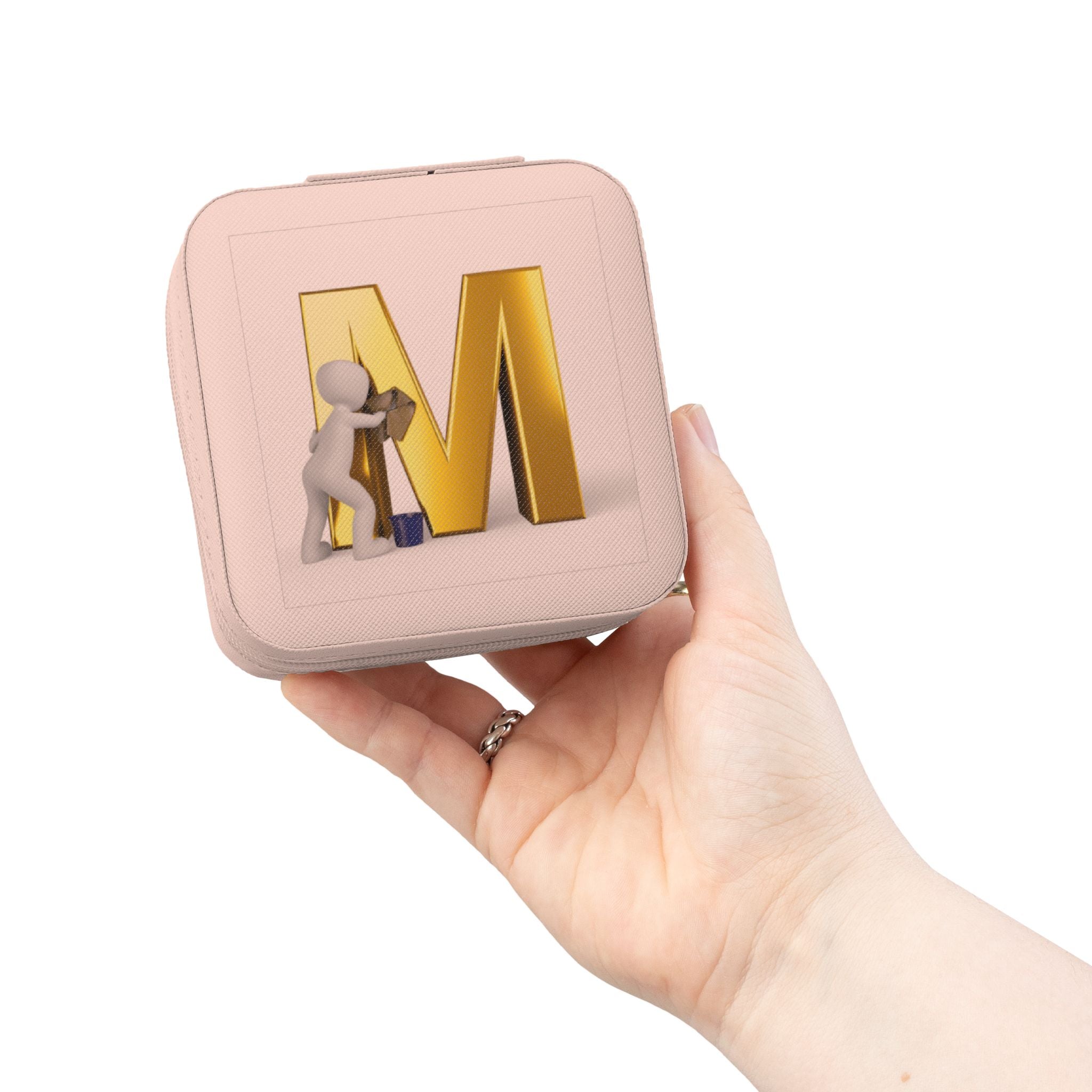 Monogram M Jewelry Travel Case | Compact Velvet Organizer | Portable Ring Earring Box