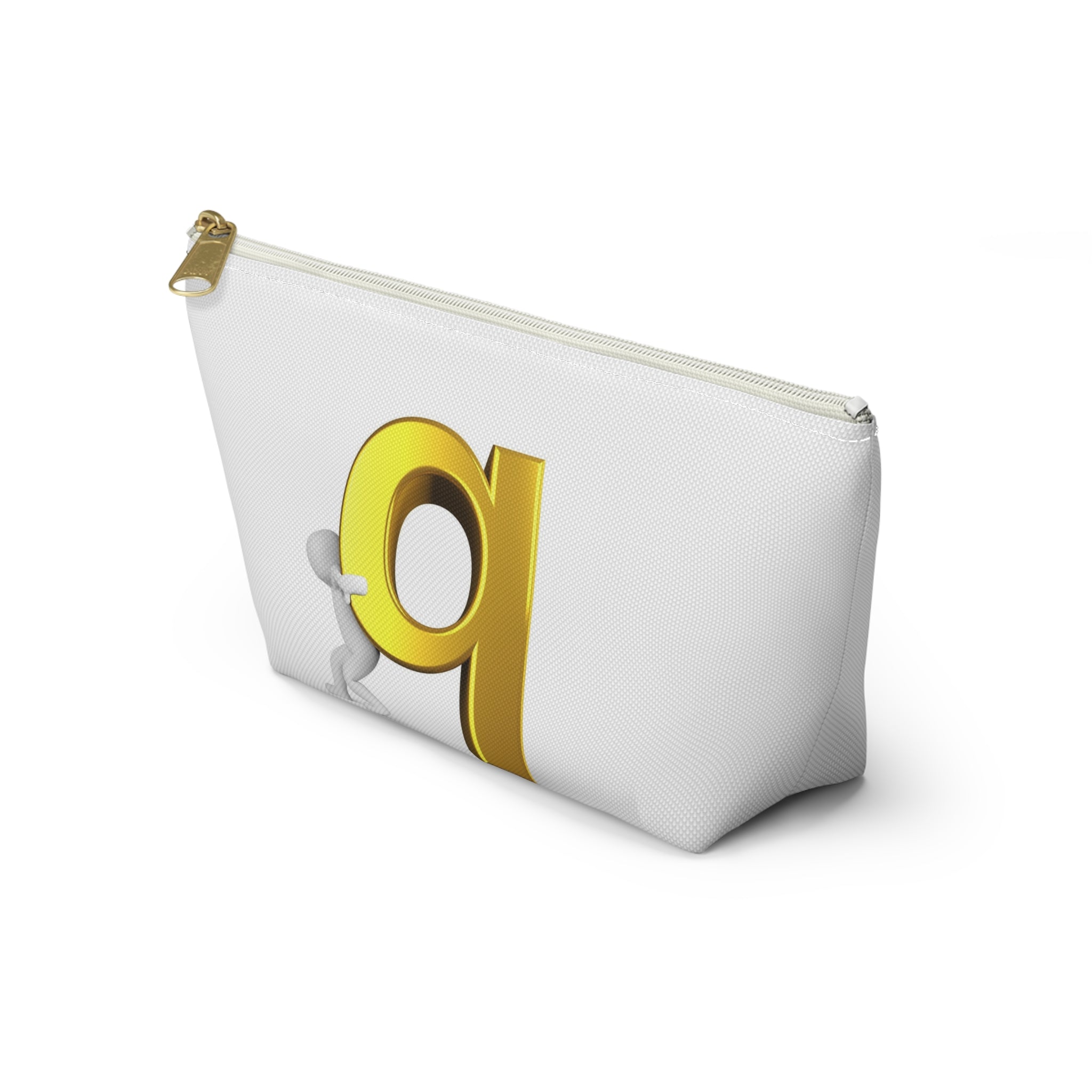 Gold Letter Q Monogram Accessory Pouch | T-Bottom Makeup Bag