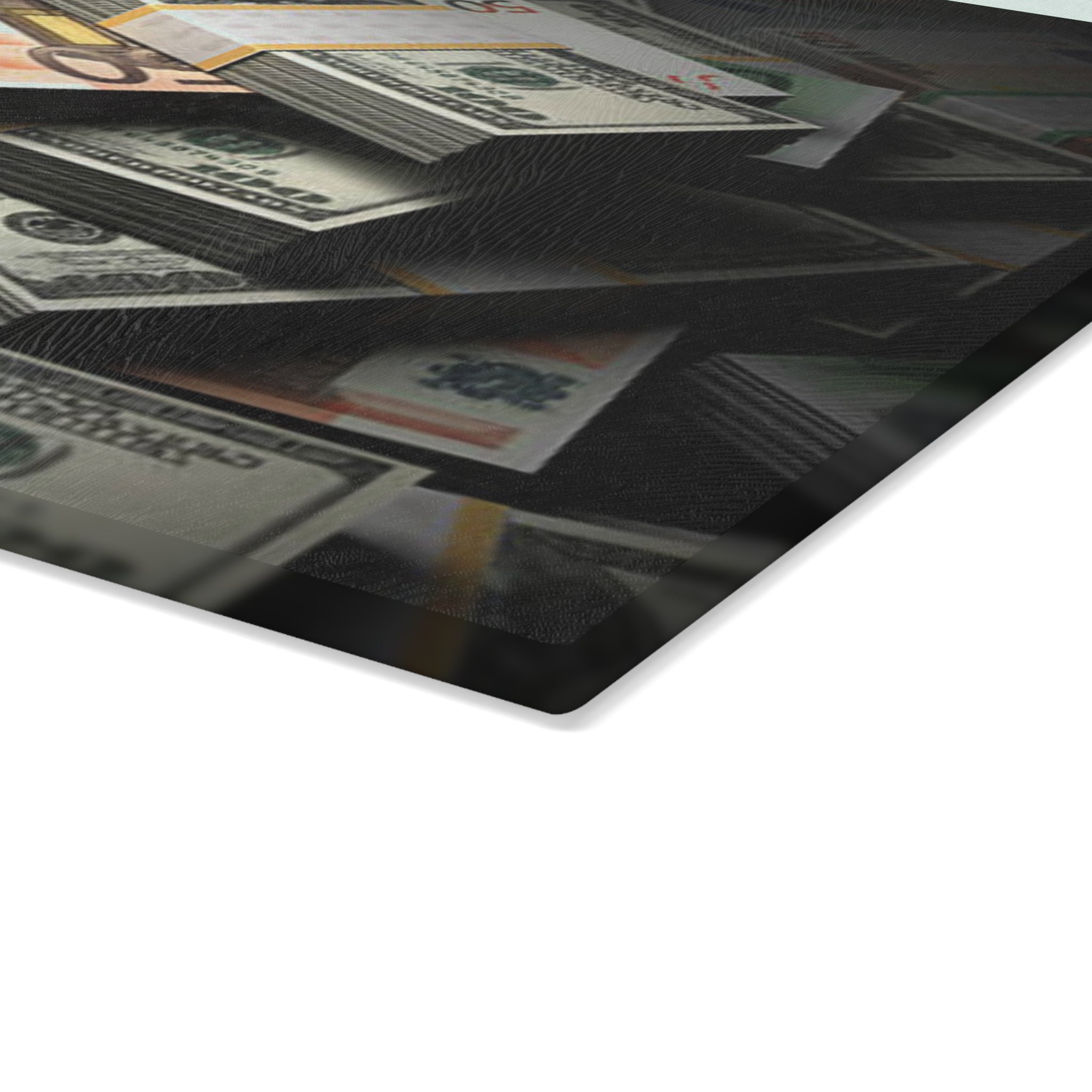 Stacks of Cash Glass Cutting Board | Money Print Kitchen Decor