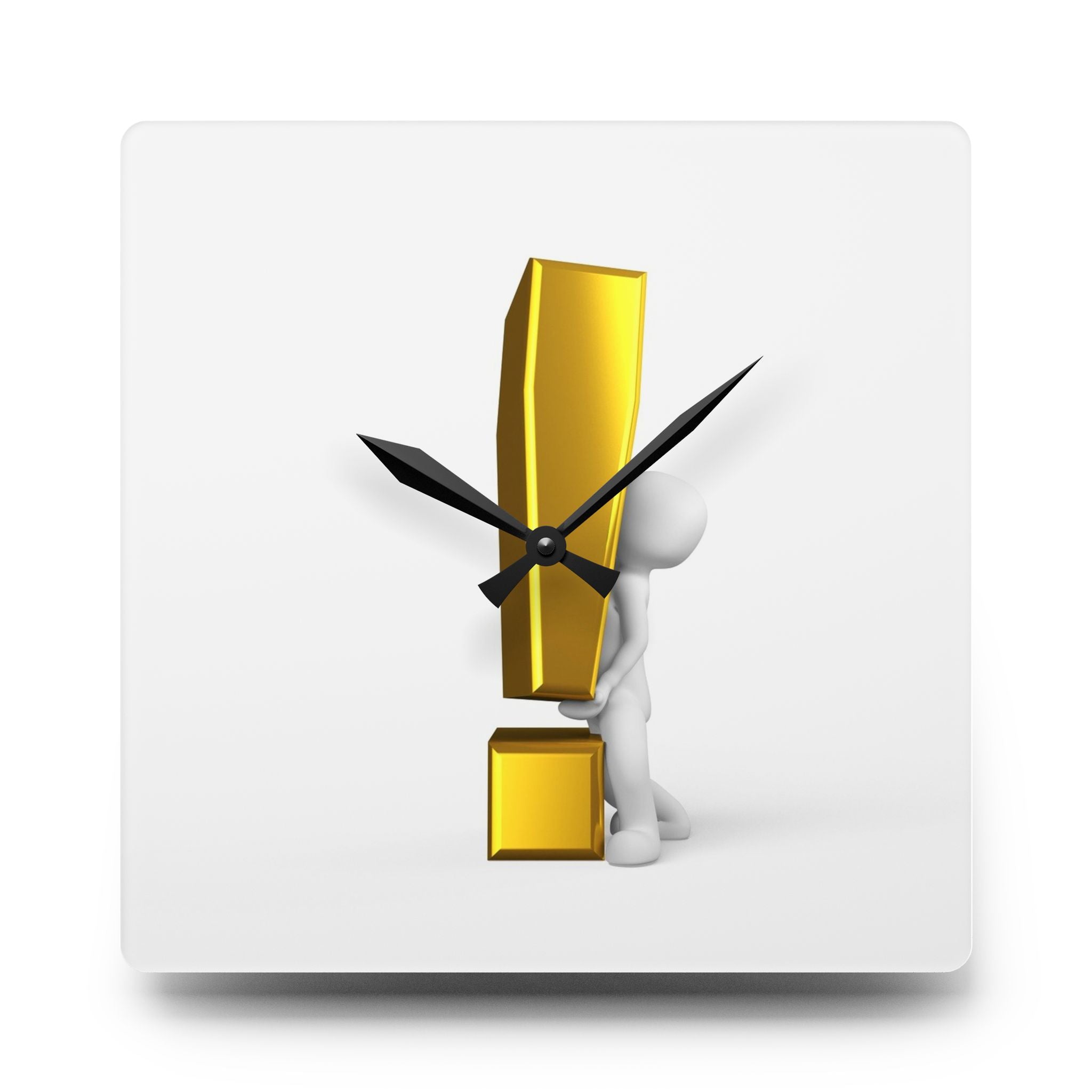 Horloge murale en acrylique point d'exclamation doré | Touche moderne, Décoration minimaliste