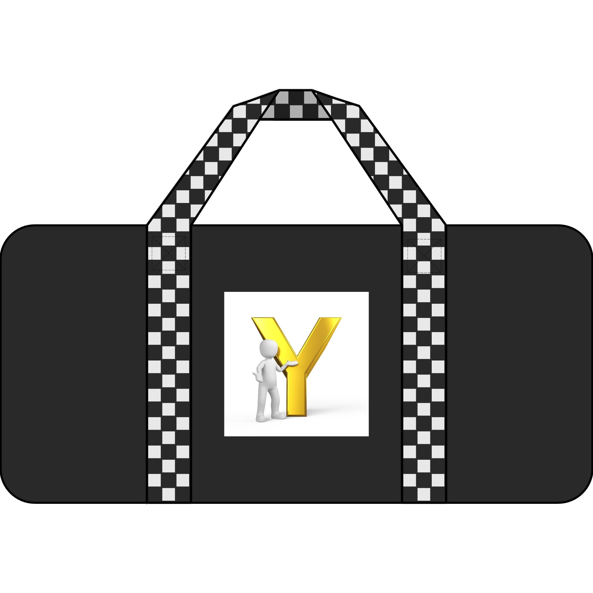 Gold Letter Y Graphic Tripper Duffel Bag | Checker or Camo Strap