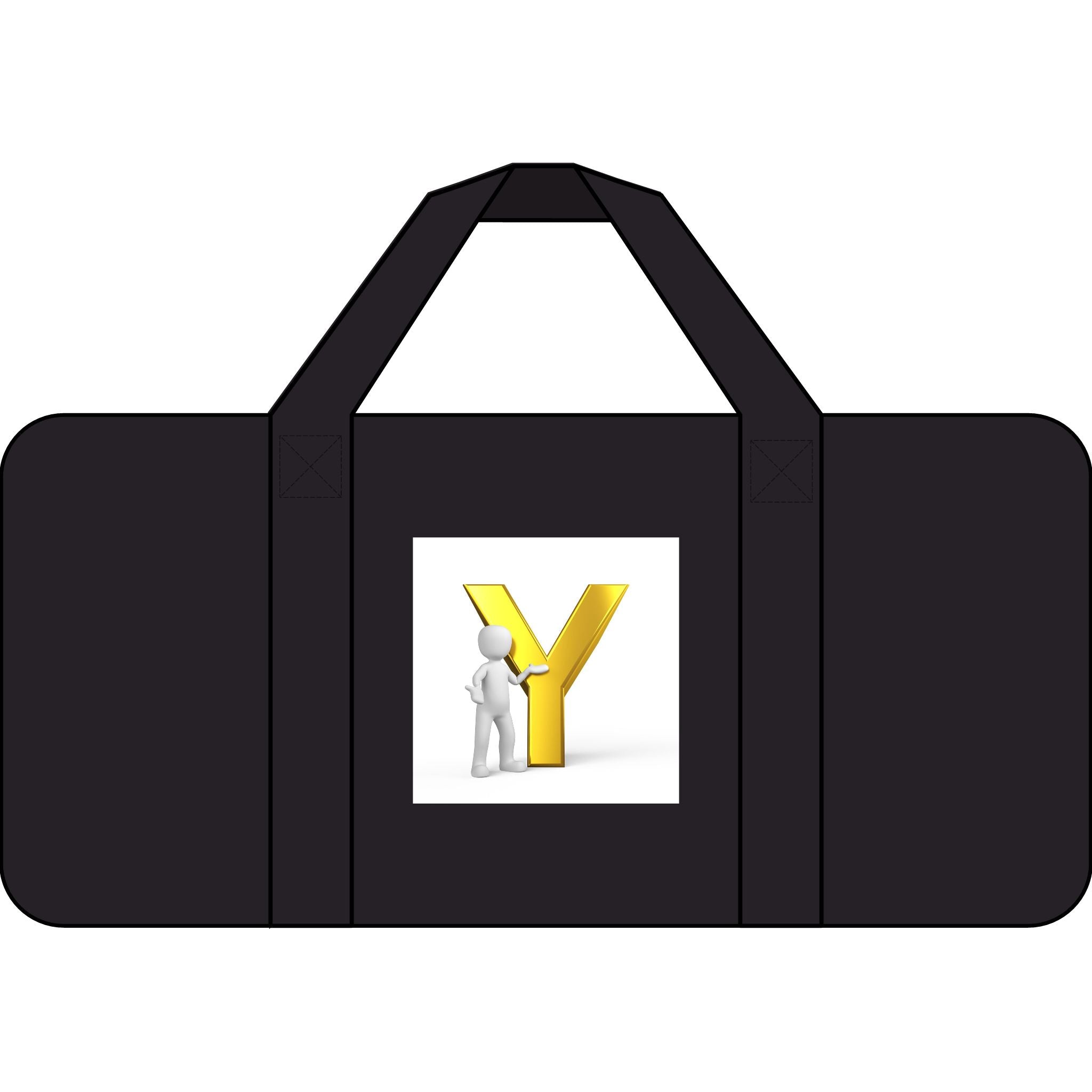 Gold Letter Y Graphic Tripper Duffel Bag | Checker or Camo Strap