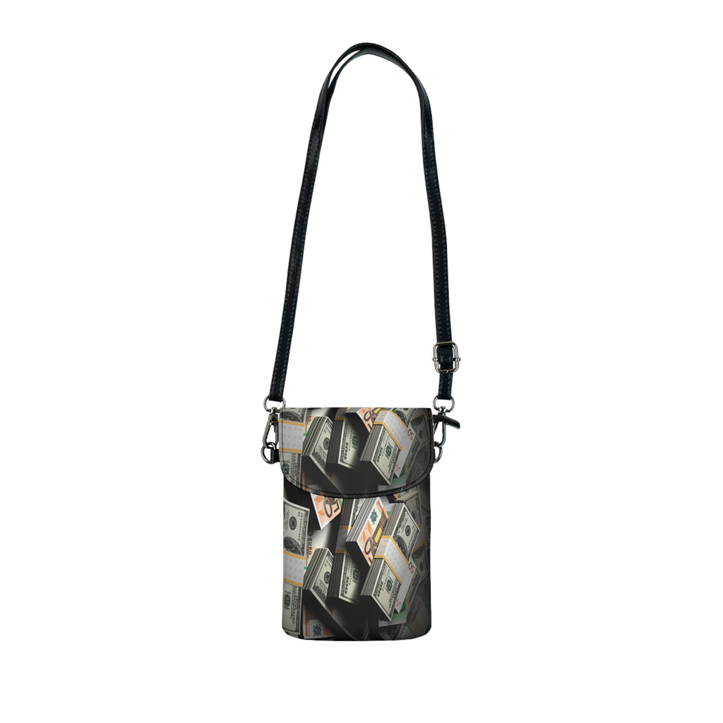 Stacked Cash Pattern Small Cell Phone Wallet | Money Print Crossbody Pouch