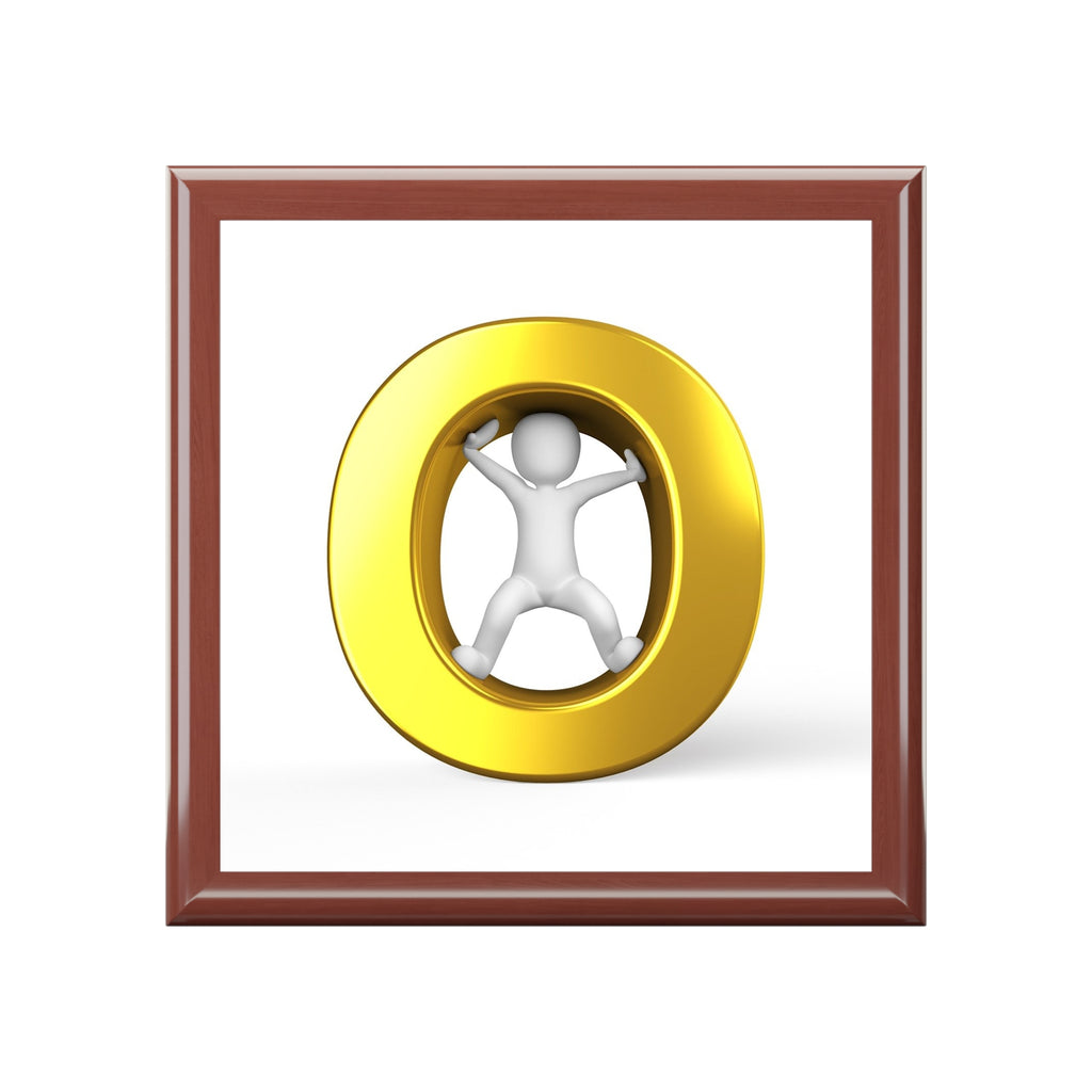 Gold Letter O with Figure Jewelry Box | Decorative Trinket Storage