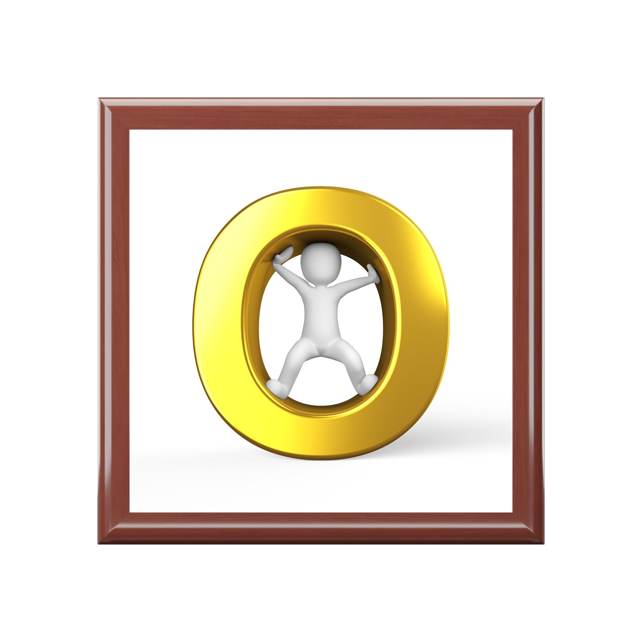Gold Letter O with Figure Jewelry Box | Decorative Trinket Storage
