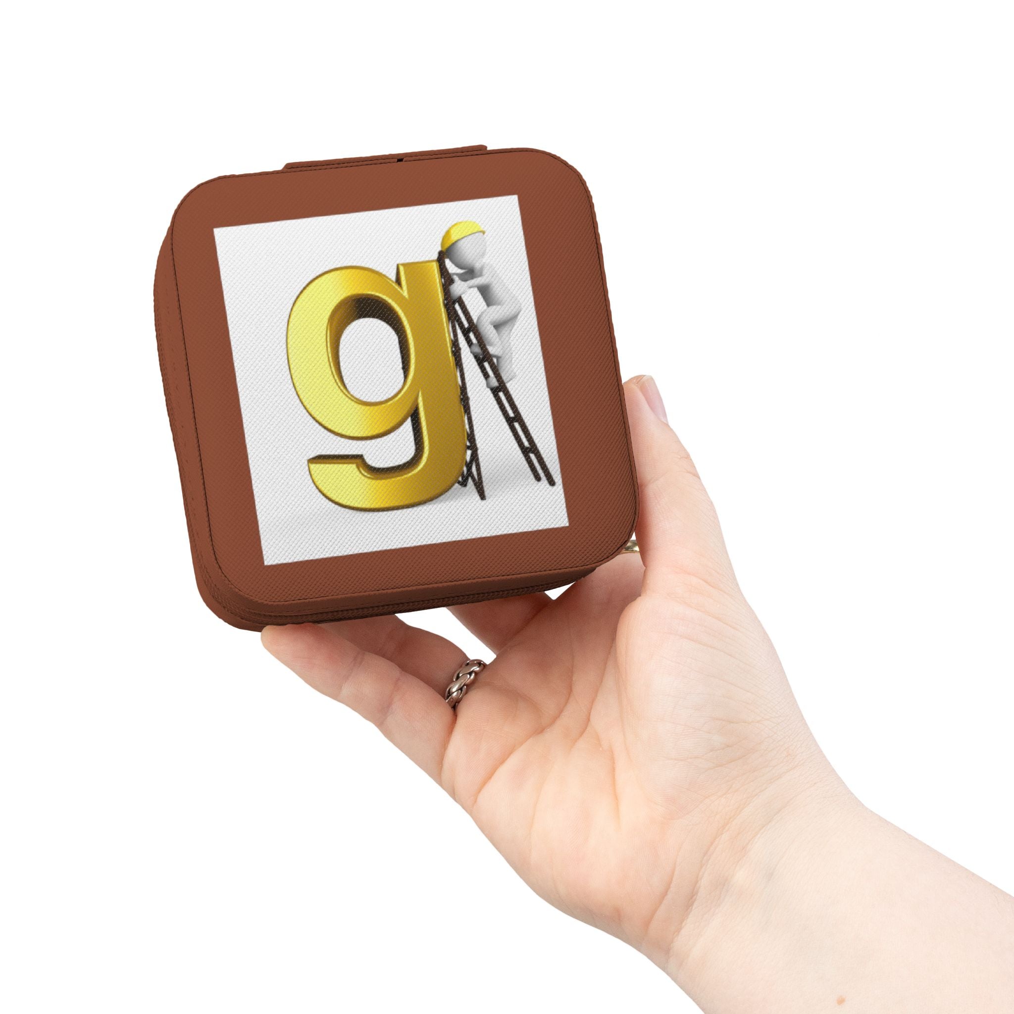 Étui de voyage à monogramme G en or pour bijoux | organiseur de bijoux de voyage compact à fermeture éclair