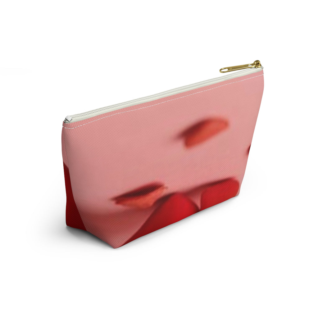 Red Hearts Petals Accessory Pouch