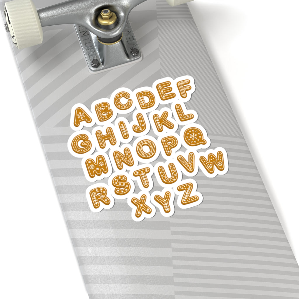 Gingerbread Alphabet Stickers Kiss-Cut Sticker Sheet | Cookie Letter Decals