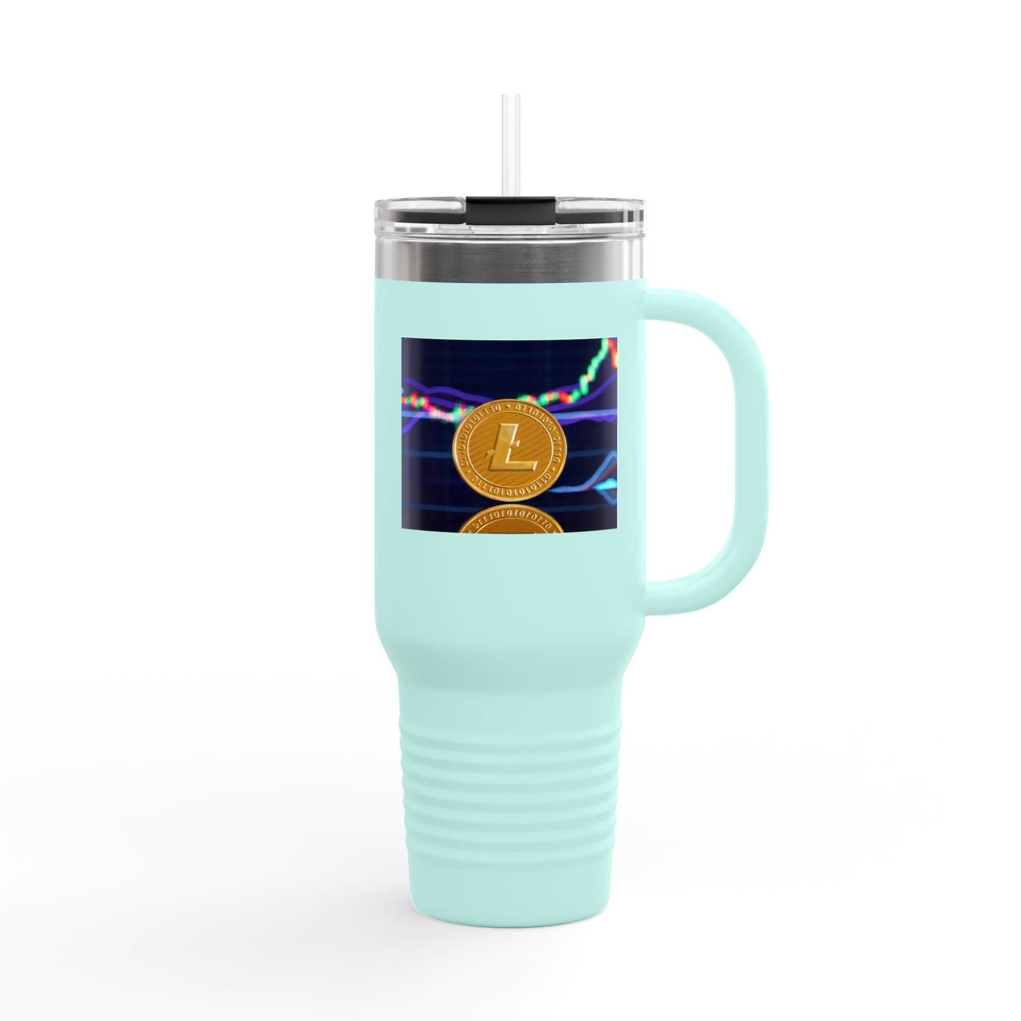 Litecoin Crypto Coin with Price Chart Tumbler | 40oz Insulated Travel Mug