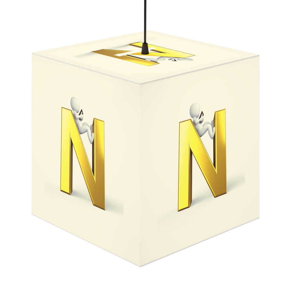 Gold Letter N Cube Lamp | Initial Monogram Light Cube