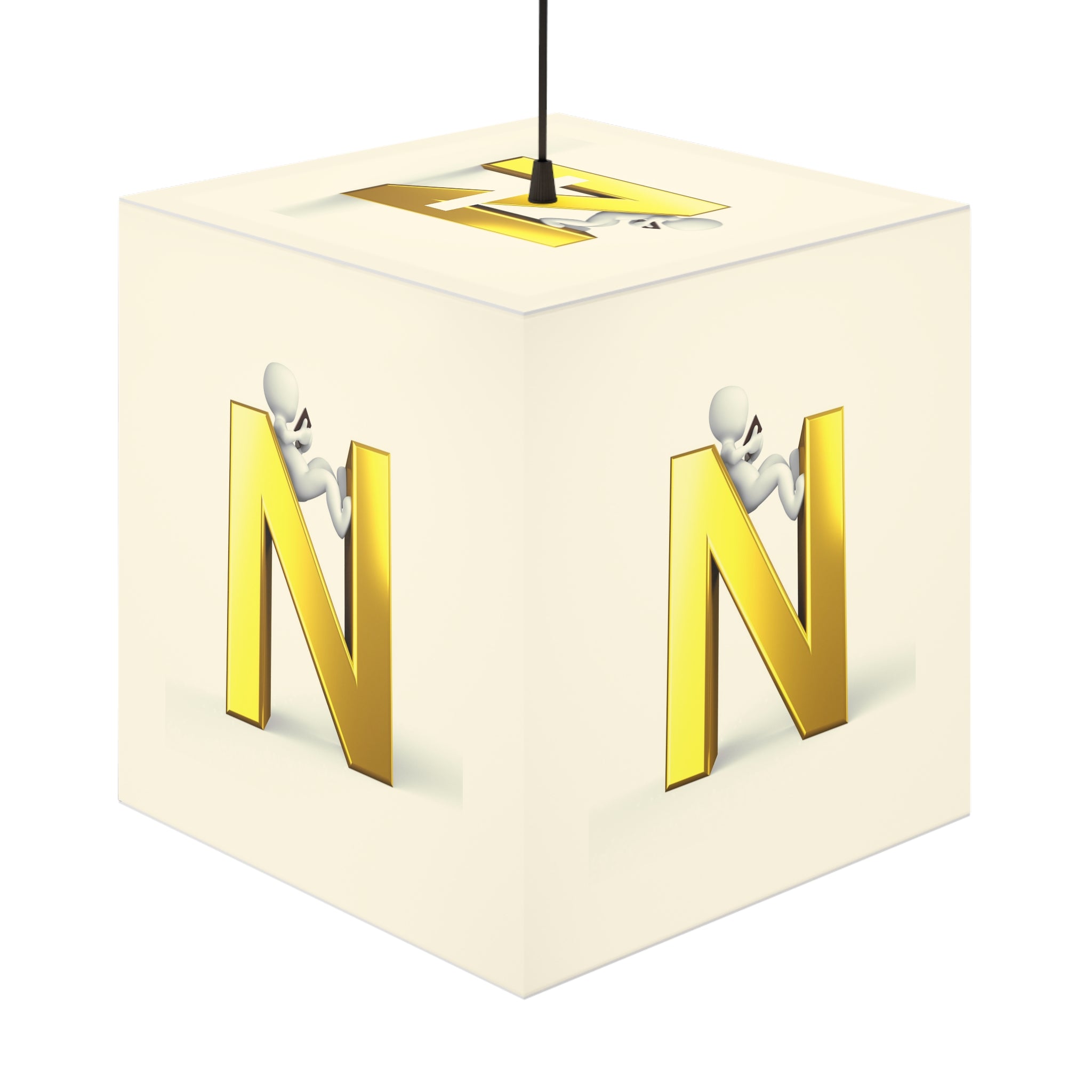 Gold Letter N Cube Lamp | Initial Monogram Light Cube