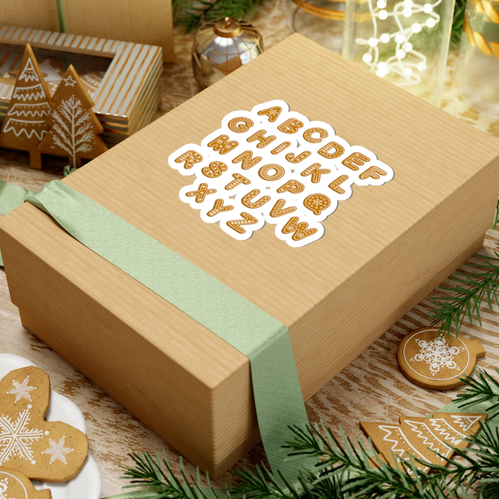 Gingerbread Alphabet Stickers Kiss-Cut Sticker Sheet | Cookie Letter Decals