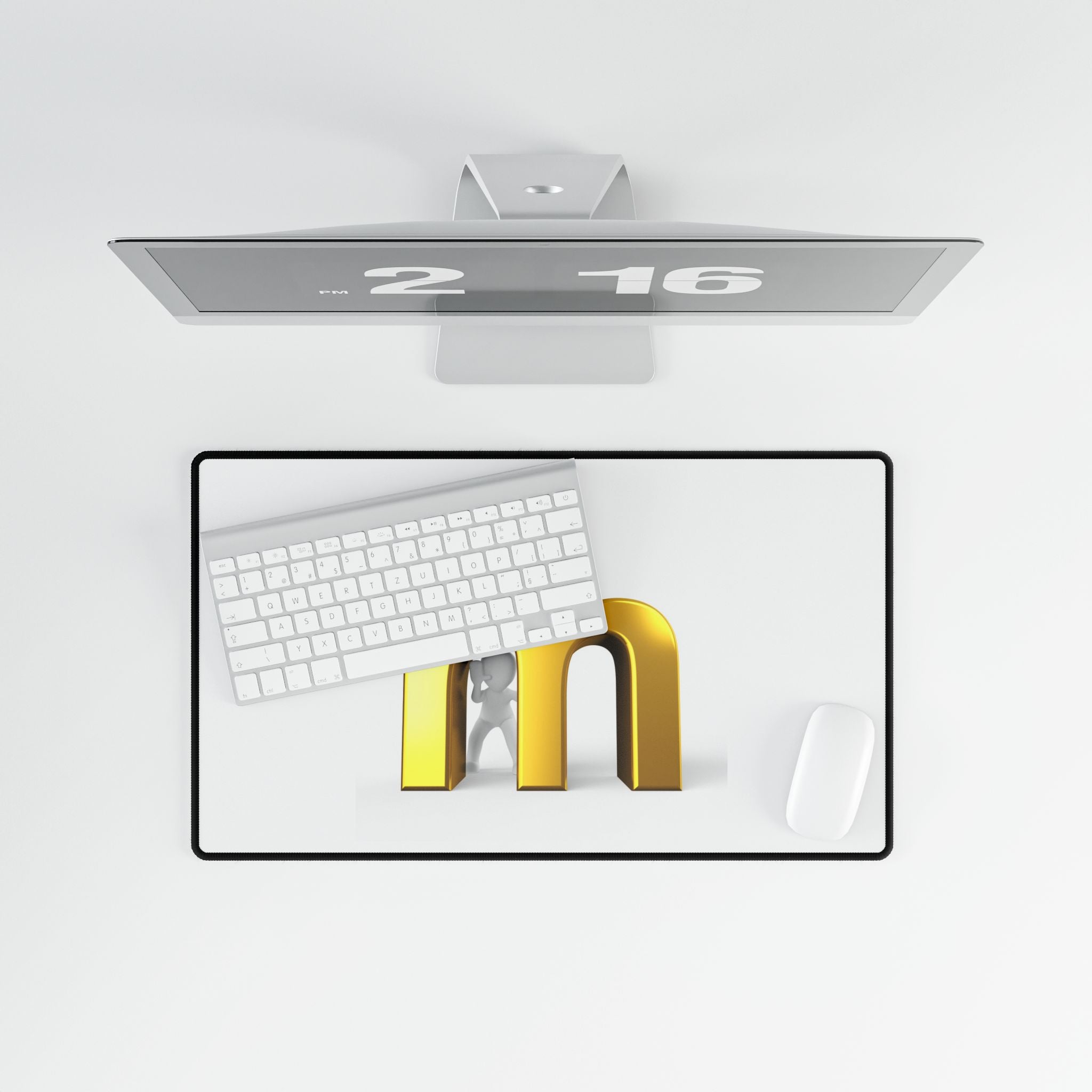 Gold Letter M Desk Mat | Minimal Monogram Mouse Pad
