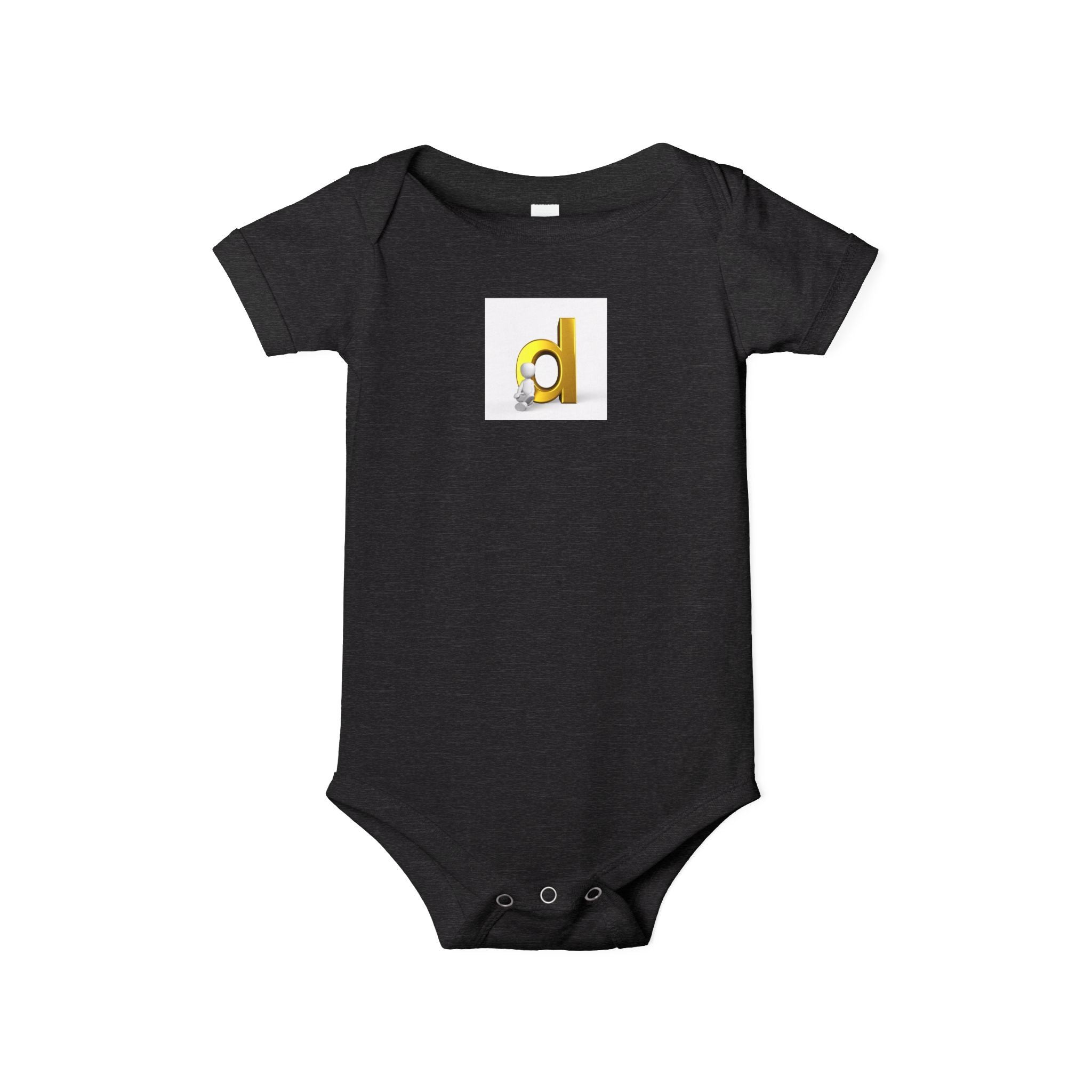 Body pour bébé lettre D | Combinaison jaune 3D initiale pour nourrisson