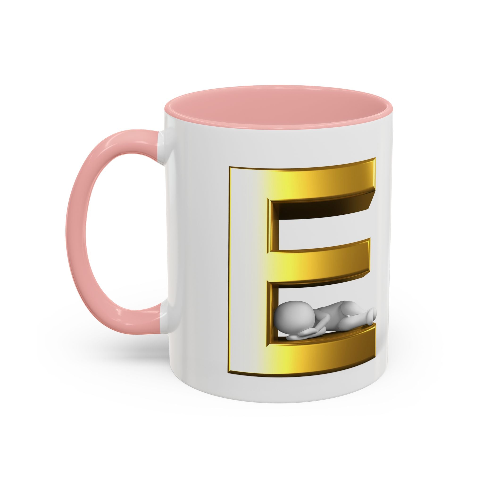 Gold 3D Buchstaben E Tasse | Akzent-Kaffeetasse