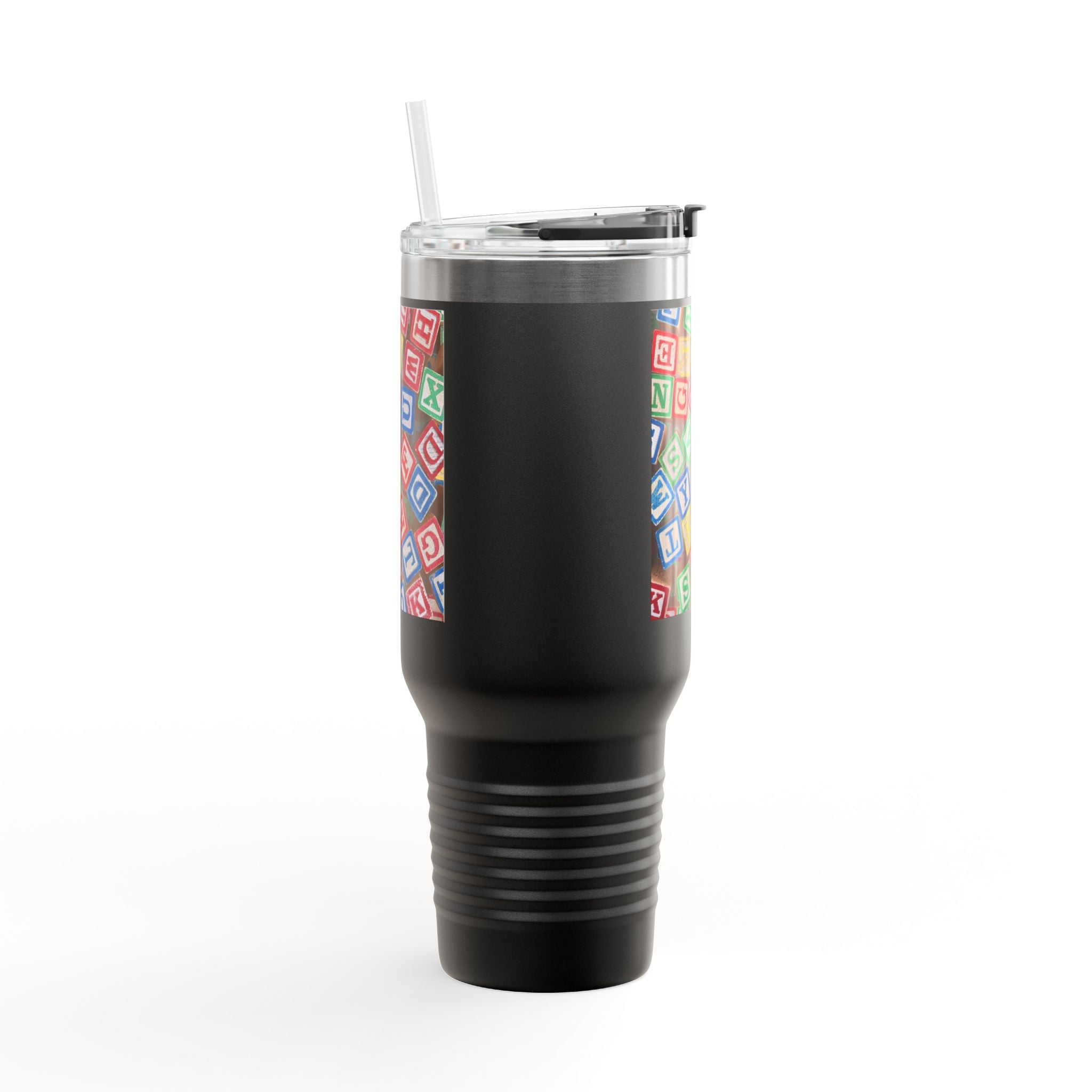 Mug isotherme de voyage avec des blocs alphabet colorés | 1,2 L