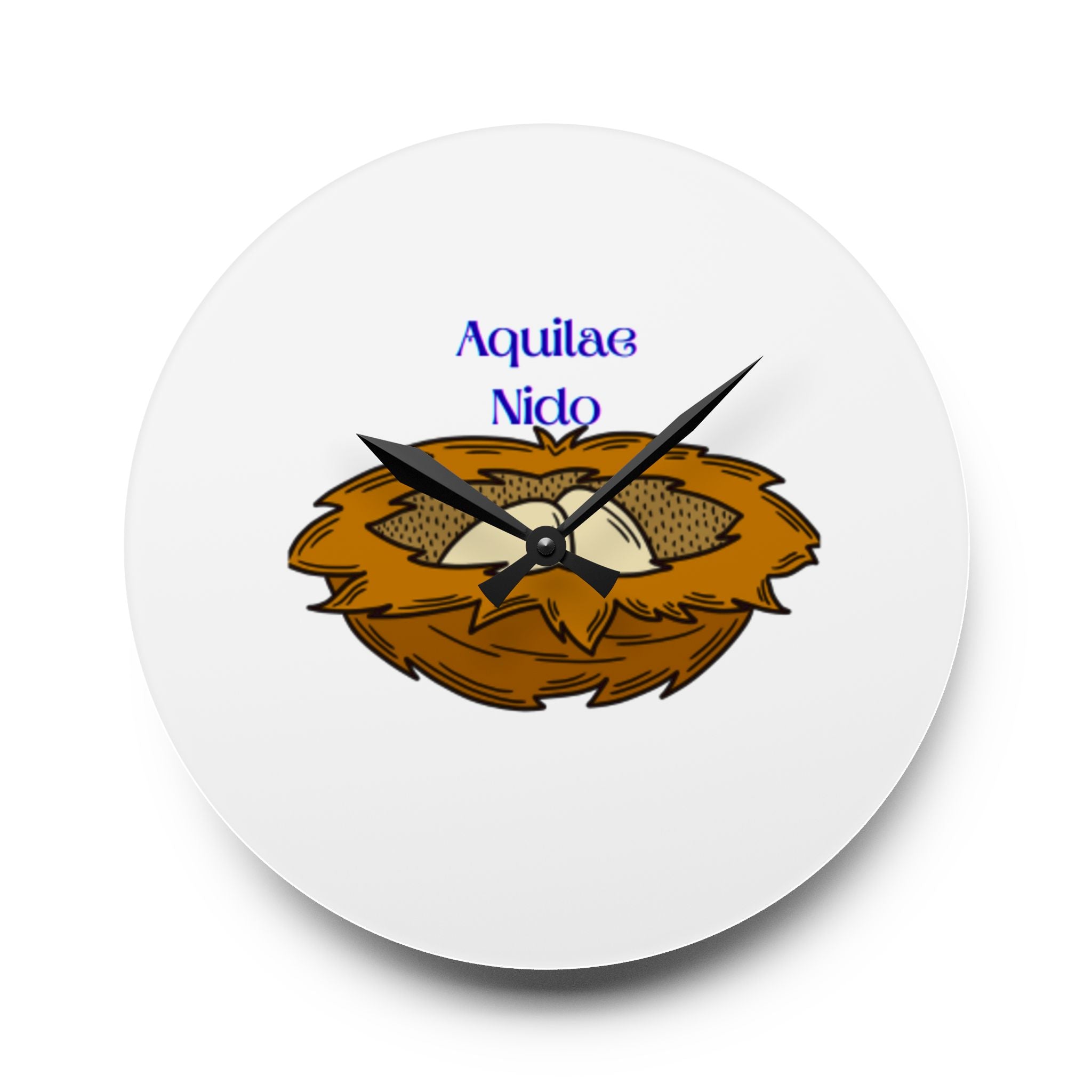 Horloge murale en acrylique avec illustration de nid d'aigle Aquilae Nido | Décoration Nid d'oiseau