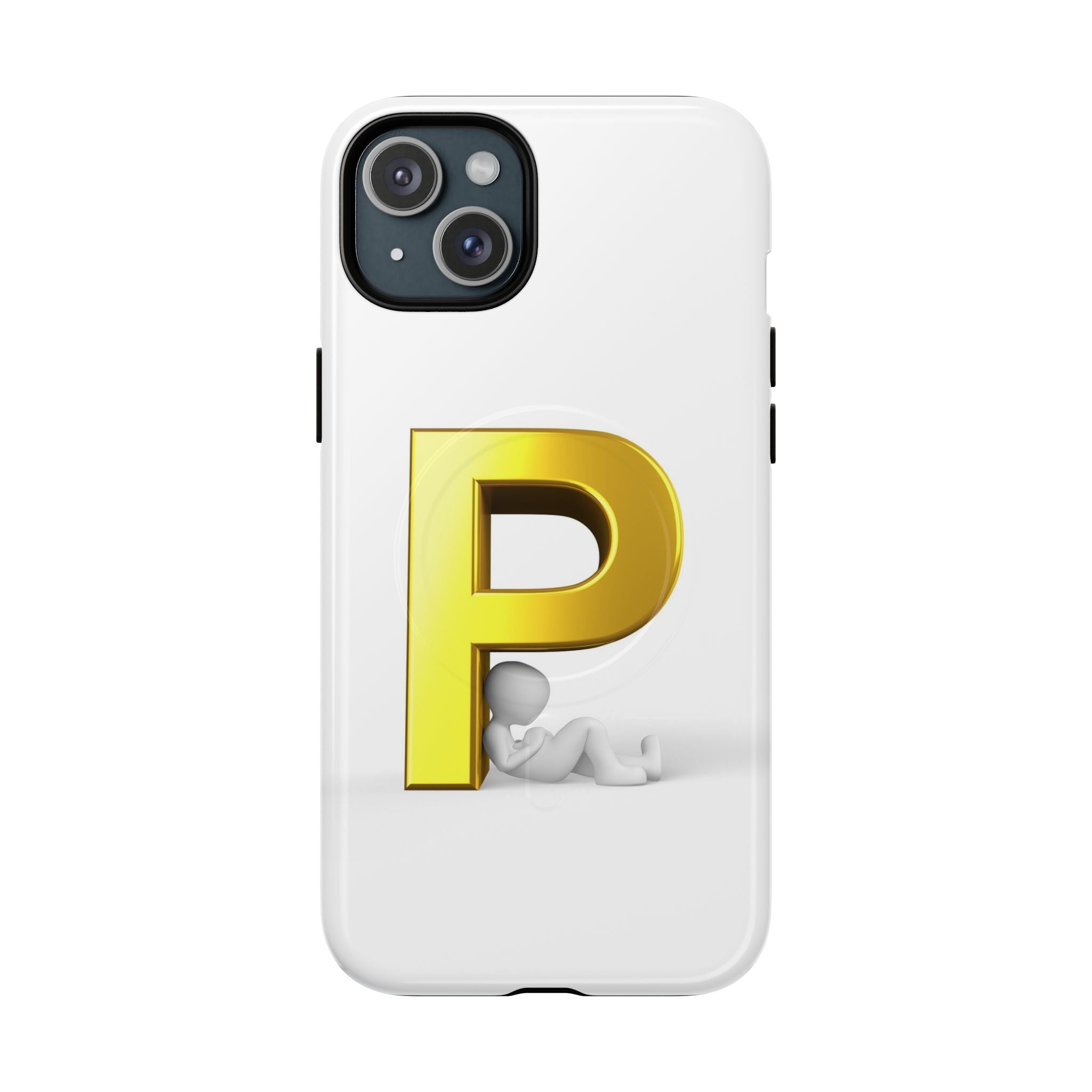 Coque de Téléphone Monogramme Lettre P Dorée | Coque Magnétique Robuste