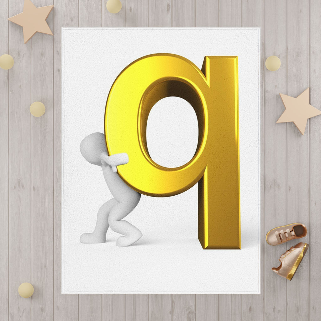 Gold Letter A with Character Toddler Blanket | Alphabet Nursery Decor