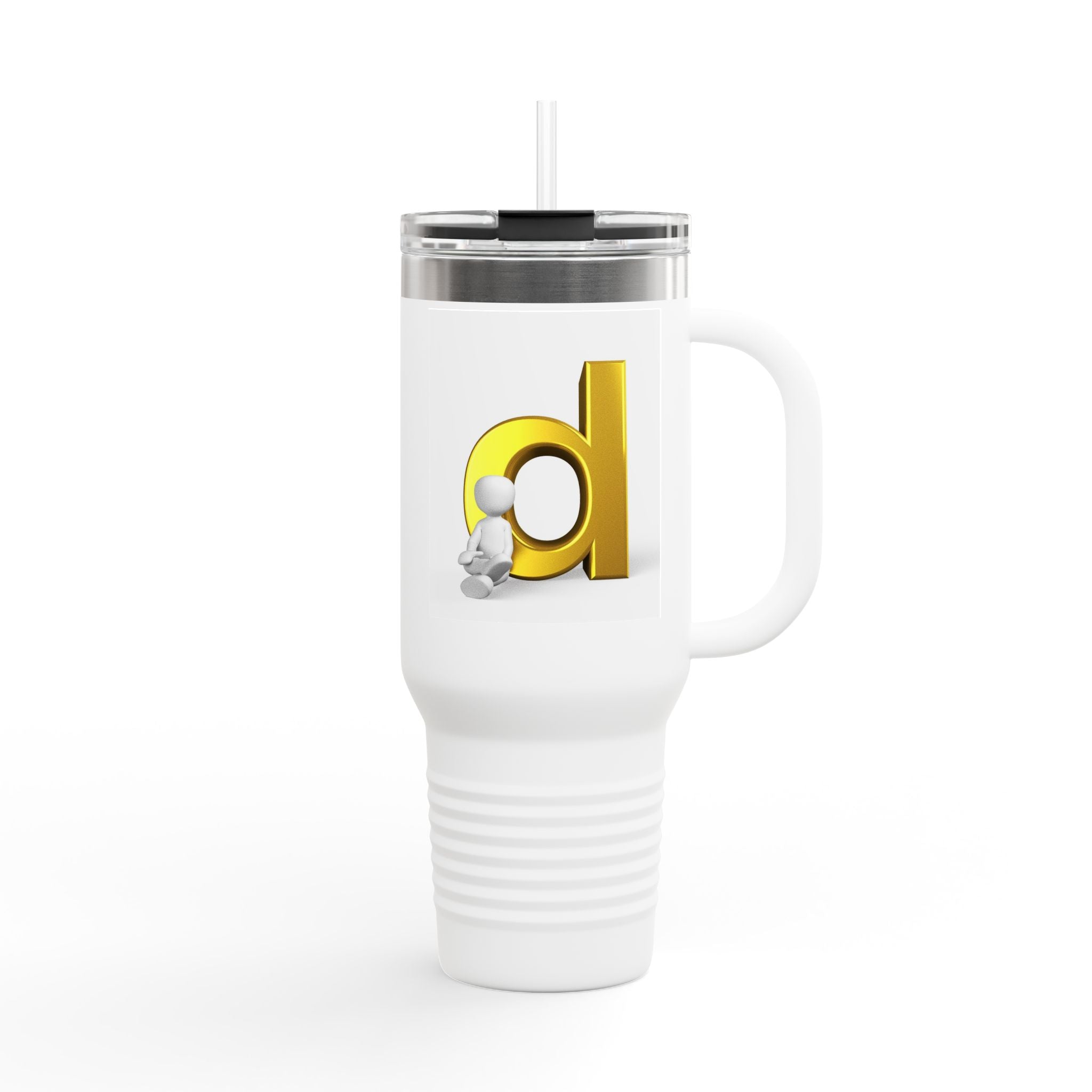 Gold Letter D Initial Travel Mug | 40oz Insulated Tumbler