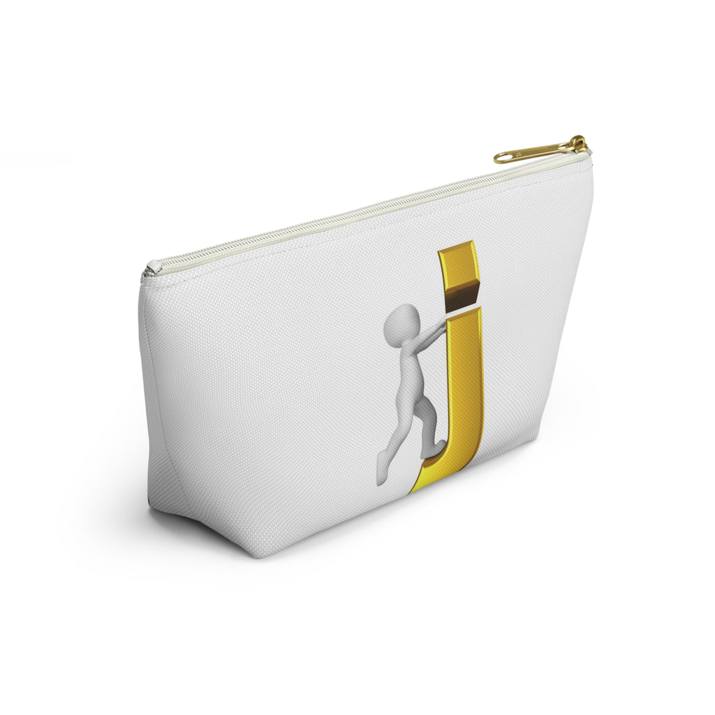 Stick Figure Pushing Gold Letter J Accessory Pouch