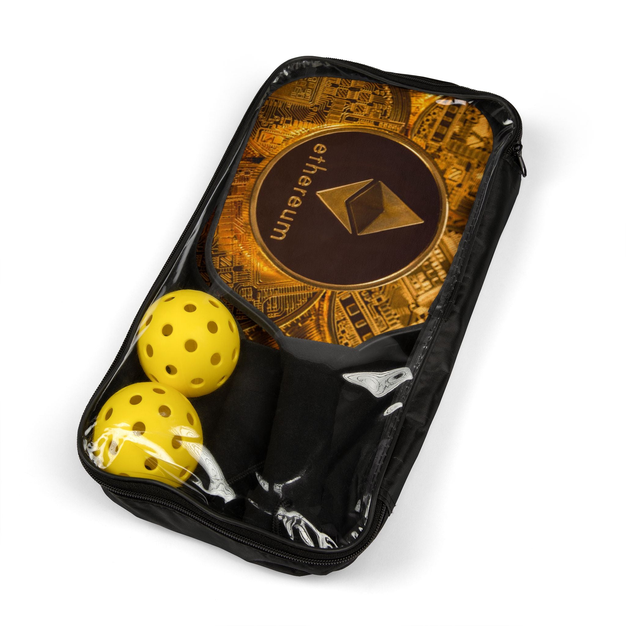 Ethereum Crypto Coin Pickleball Paddle | Bitcoin Gold Circuit Design