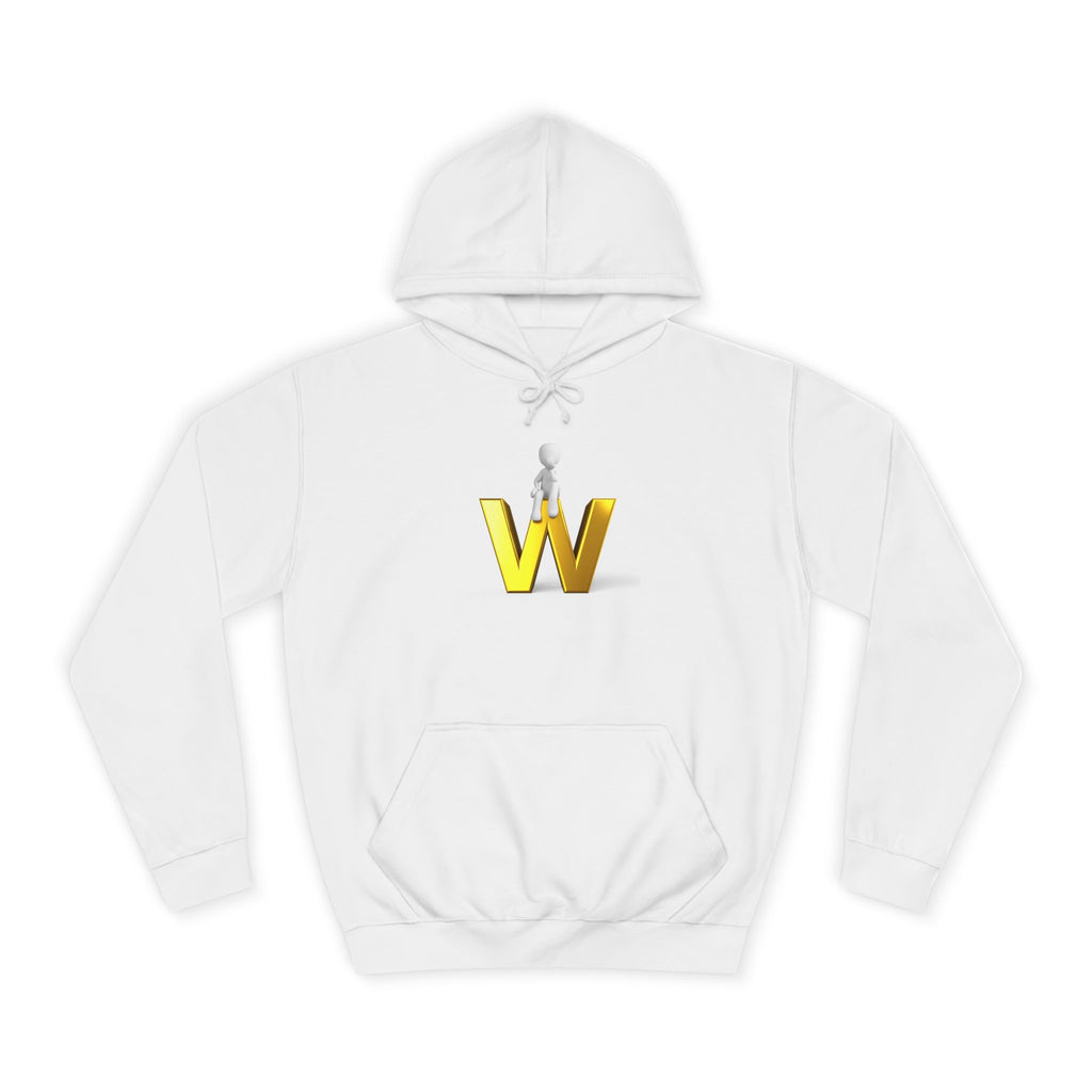 3D Gold W Letter with Sitting Figure Hoodie | Initial W Sweatshirt