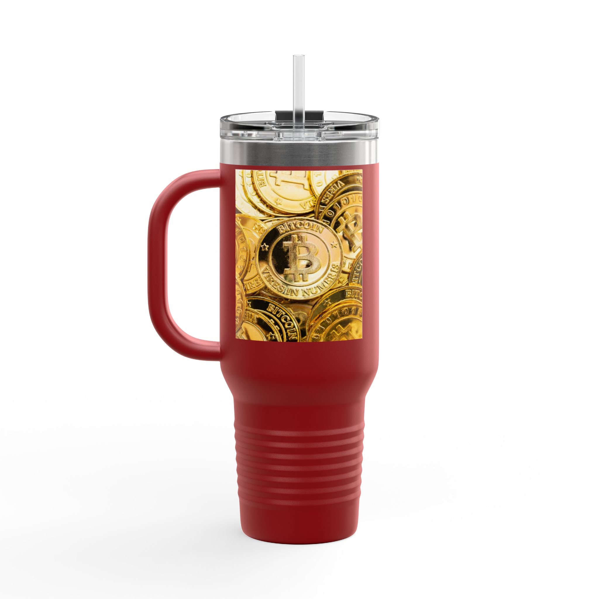 Bitcoin Coin Pattern Travel Mug | 40 oz Insulated Tumbler