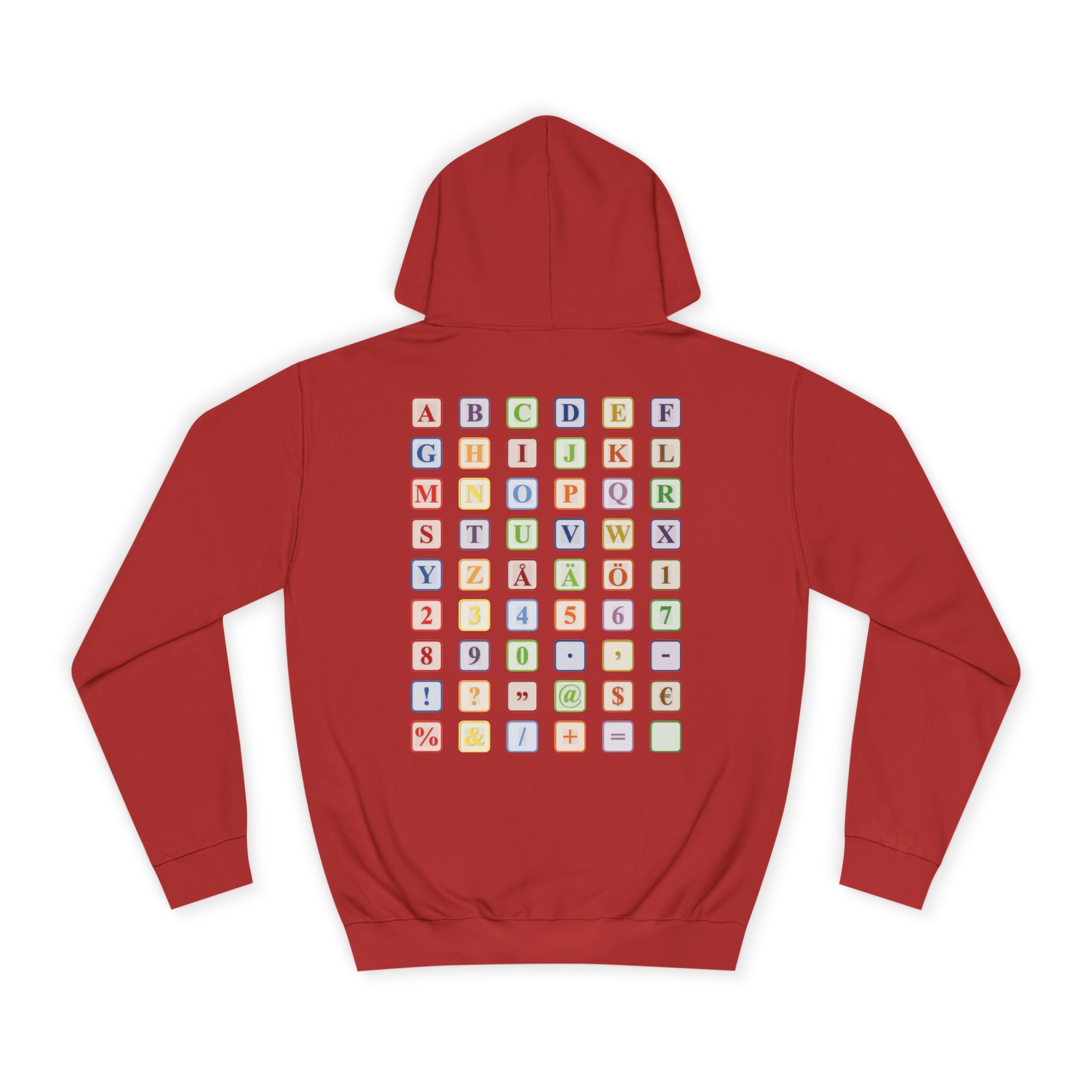 Alphabet Blocks Hoodie | Colorful Letter Grid, Back & Front Print