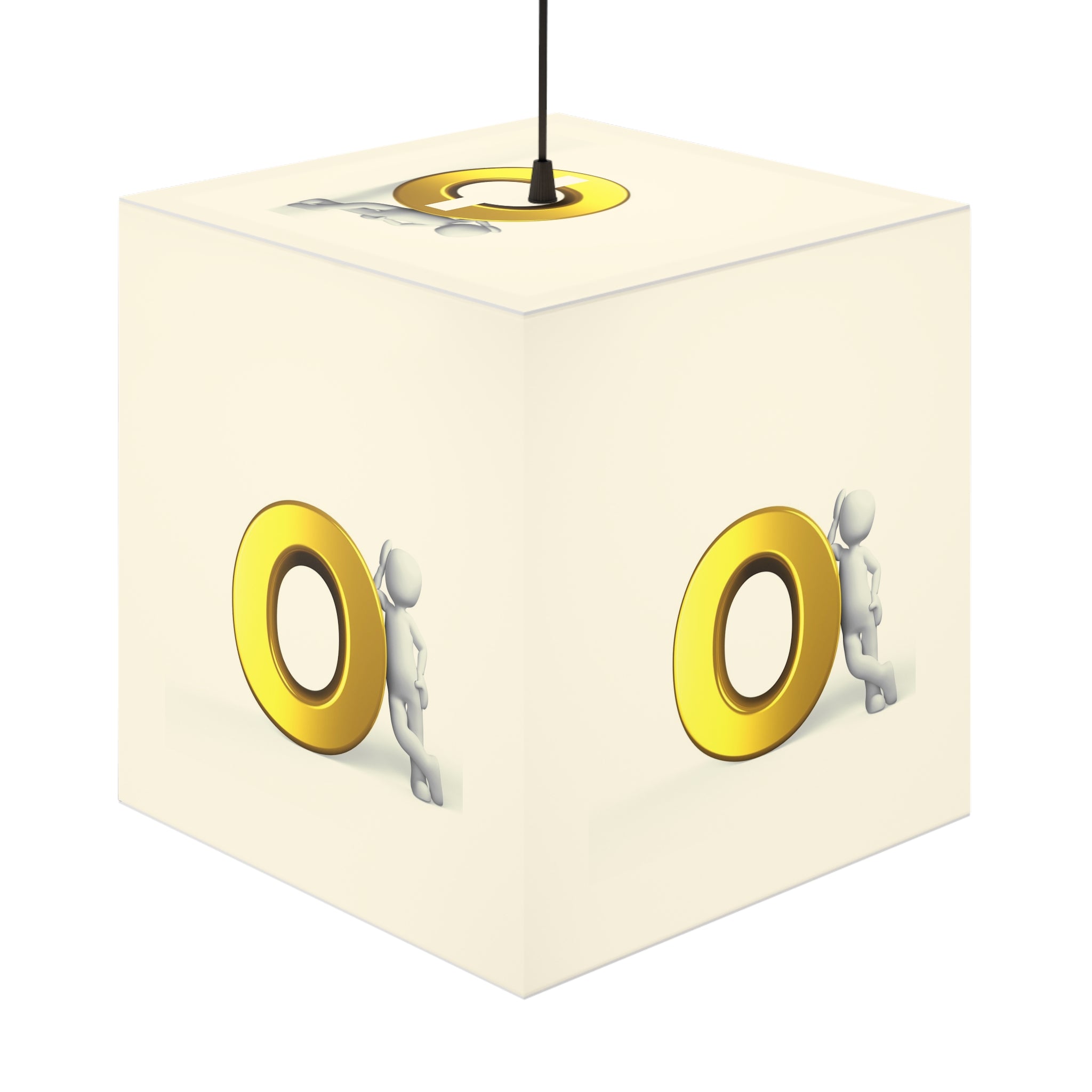 Golden Letter O Illustration Light Cube Lamp | Minimal Modern Nightlight