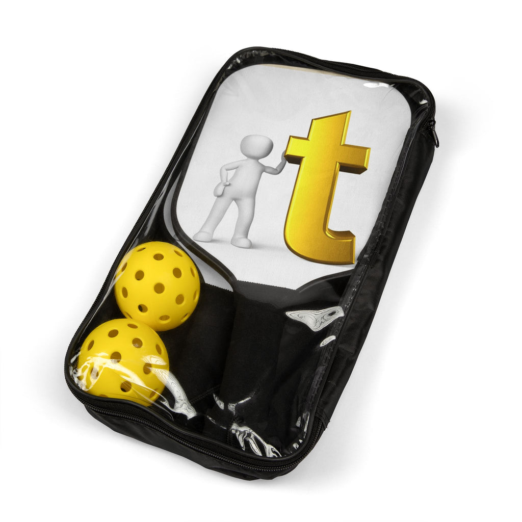 Yellow T Logo Pickleball Paddle Kit | Paddle Set with Balls