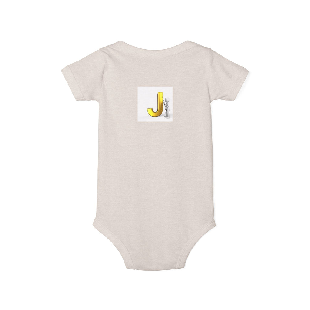 Yellow Letter J with Baby Sloth Infant Onesie | Baby Bodysuit