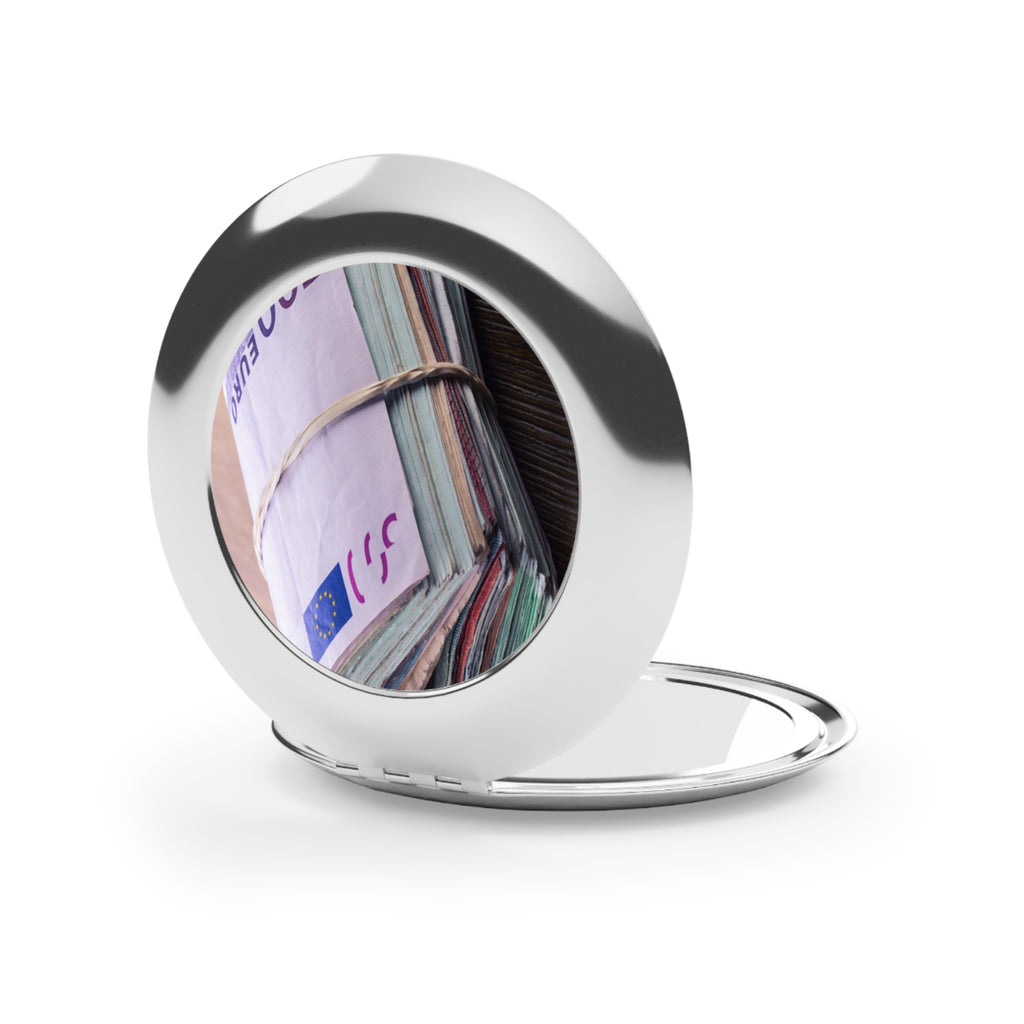 Stack of Euro Notes Compact Travel Mirror | Money Print Pocket Mirror
