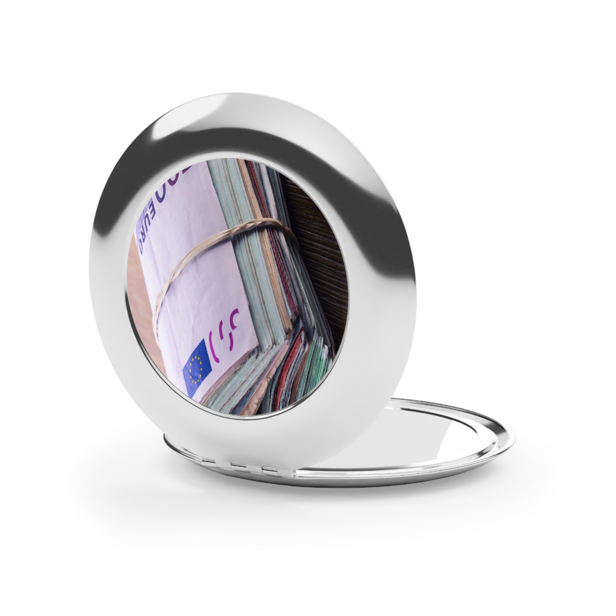 Stack of Euro Notes Compact Travel Mirror | Money Print Pocket Mirror