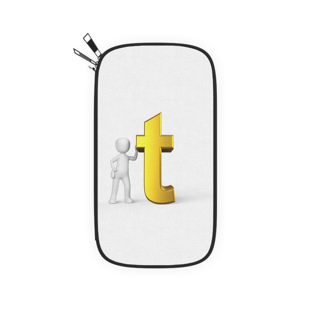 3D Gold T Letter Passport Wallet | Monogram Initial Travel Pouch