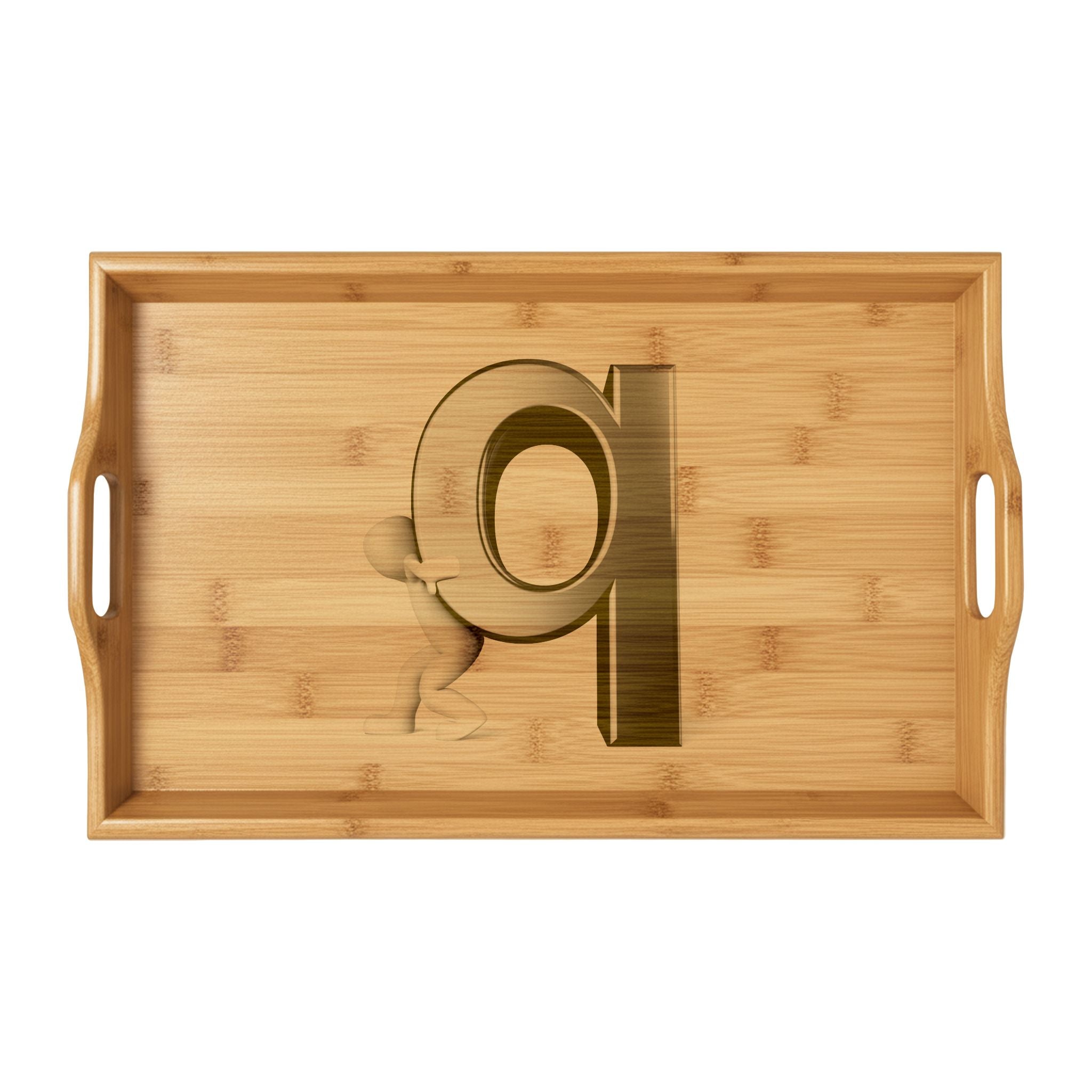 Engraved Letter q Monogram Serving Tray | Bamboo Letter A Tray