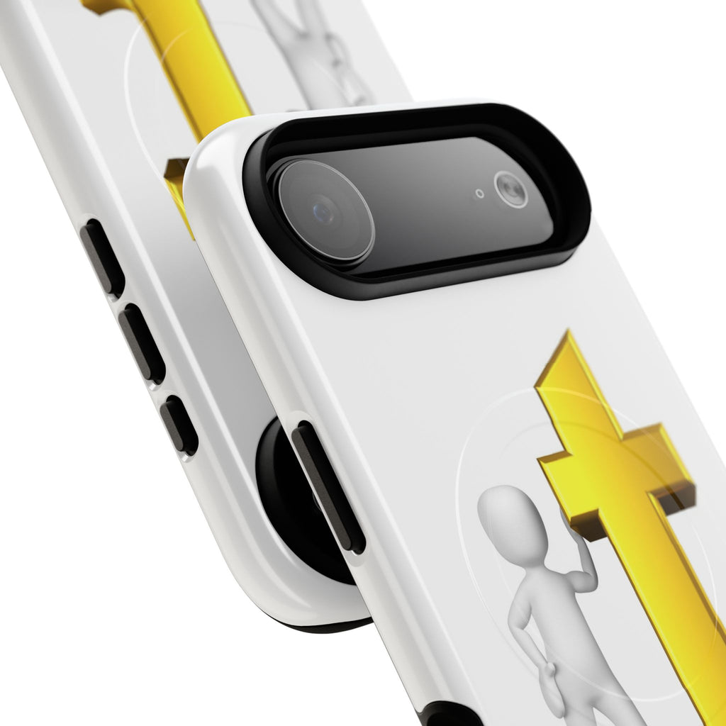 3D Person Leaning on Gold Letter T phone case | Tough Magnetic Case