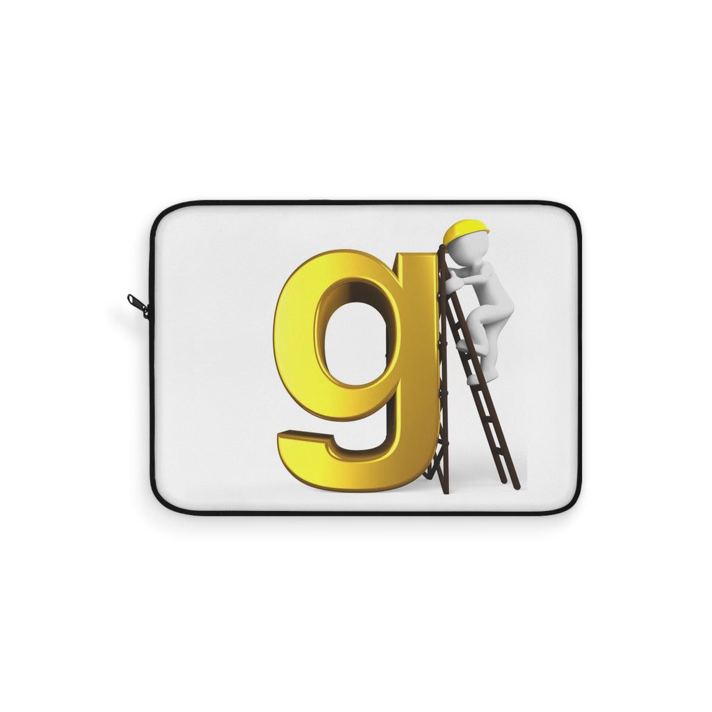 Golden Letter G with Worker Laptop Sleeve | Monogram Initial Tech Case