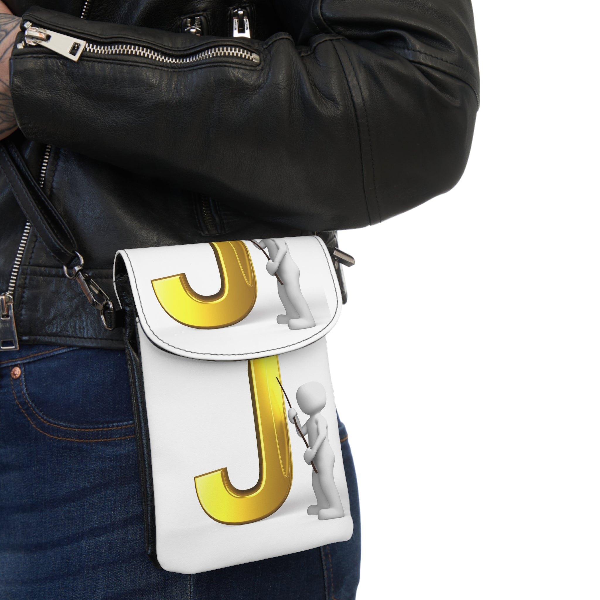 Gold Letter J Phone Wallet Crossbody | Small Cell Phone Wallet