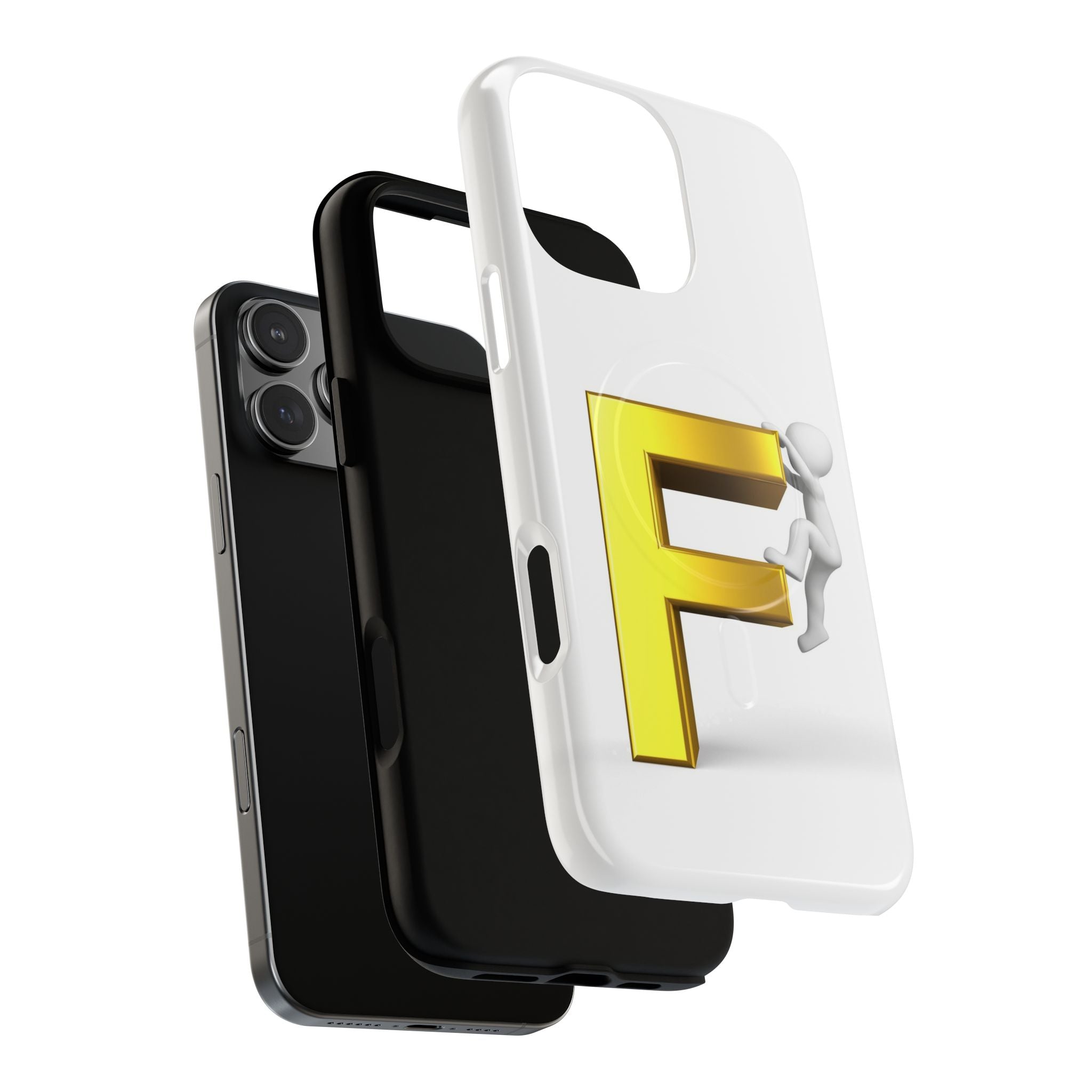 3D Gold Letter F Climber Phone Case | Magnetic Tough Case