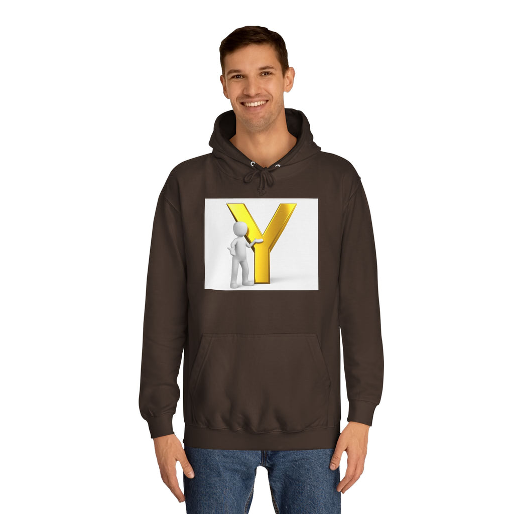 3D Gold Letter Y with Figure Hoodie | Initial Monogram Sweatshirt