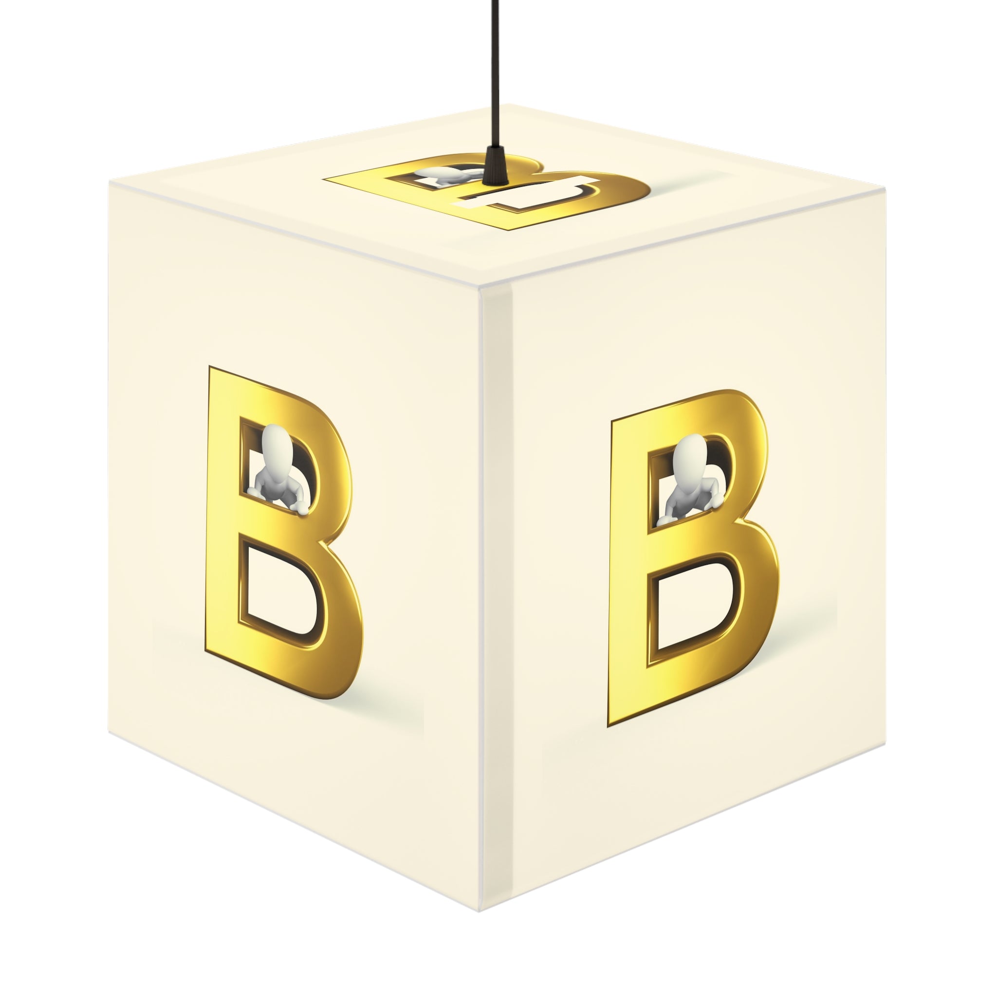 Lampe cube lumineux Or Lettre B | Veilleuse de nuit Alphabet pour chambre d'enfant