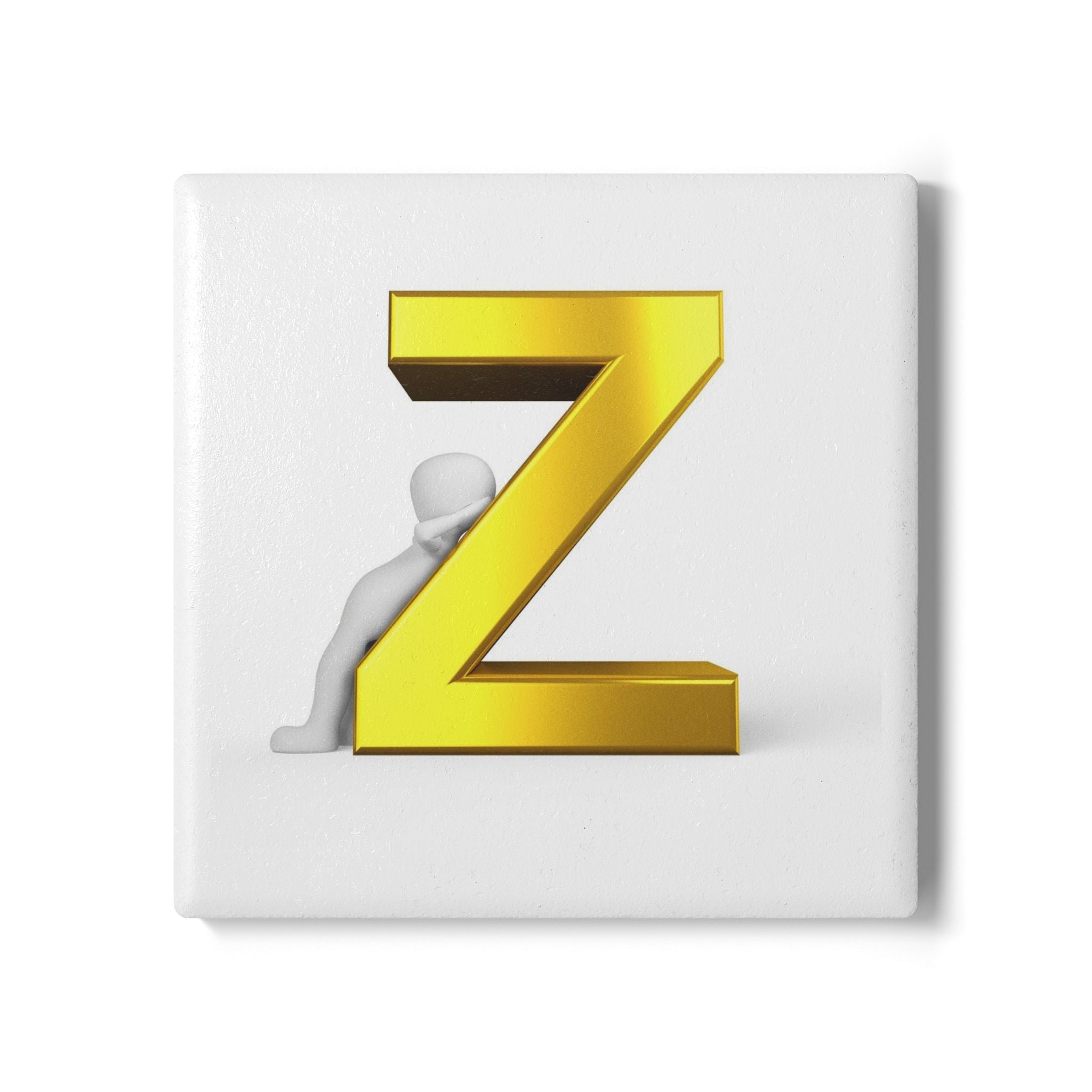 Gold Letter Z coaster | Ceramic Coaster, Alphabet Initial Monogram