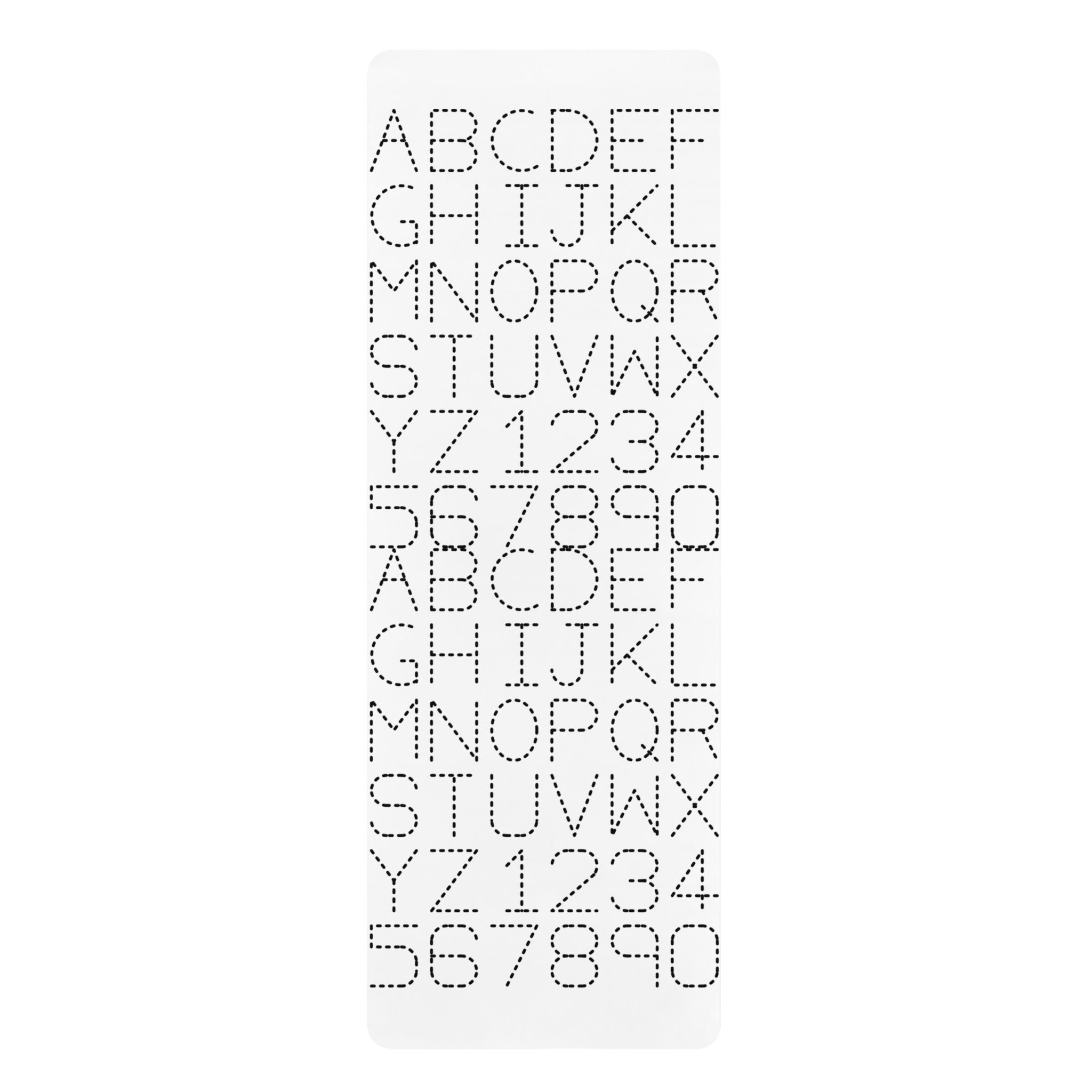 Dotted Alphabet and Numbers Rubber Yoga Mat | Letter Practice, Typographic Grid