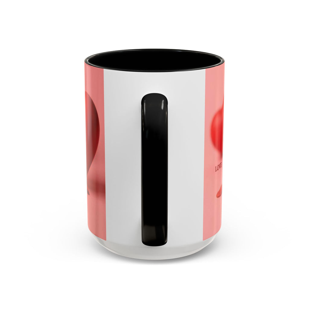 Red Heart Love Design Accent Coffee Mug | Valentine Heart Ceramic Mug