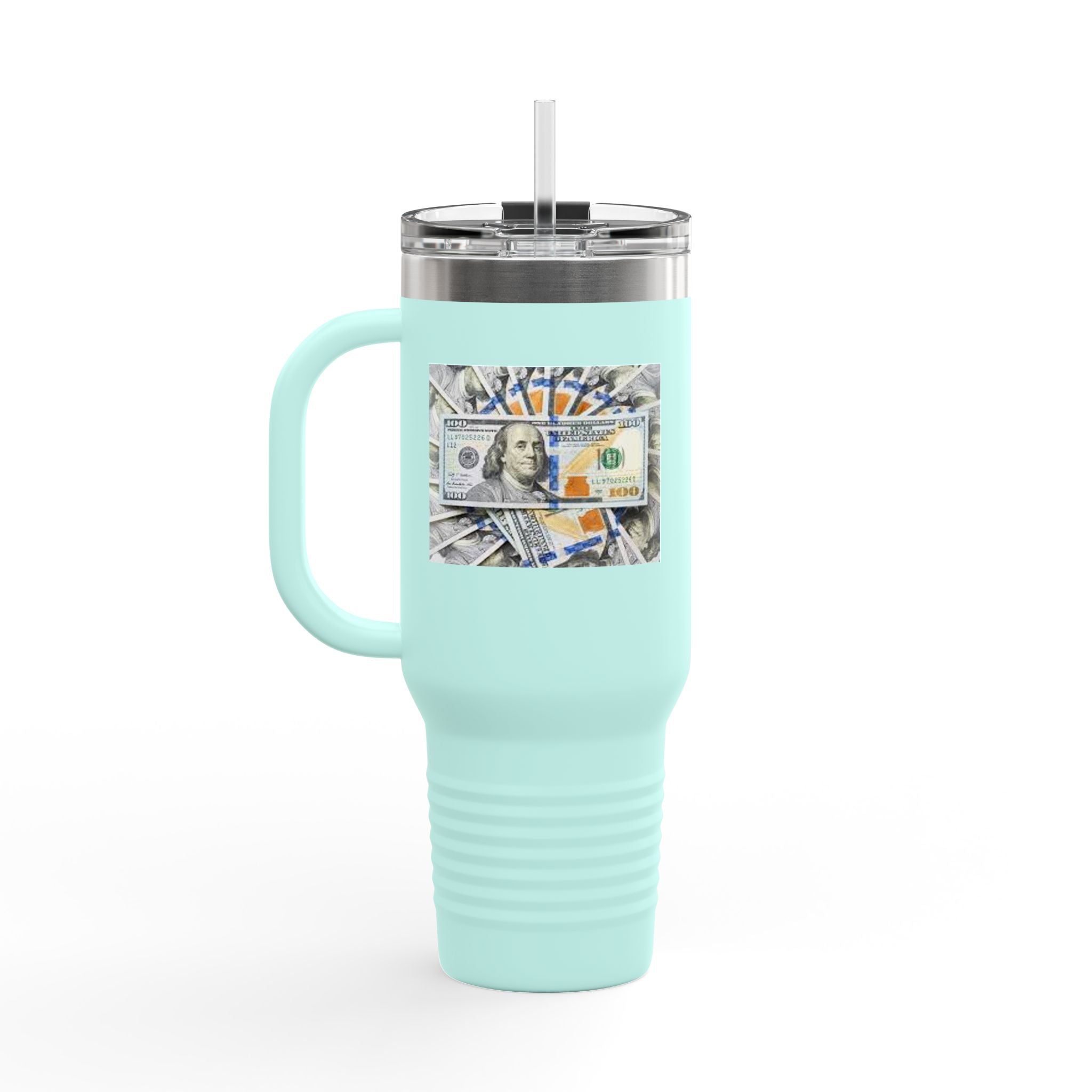 Stacked Hundred Dollar Bills Insulated Travel Mug | 40oz