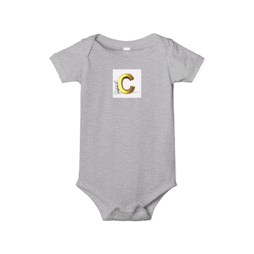 Gold Letter C Monogram Infant Onesie | Baby Bodysuit Initial